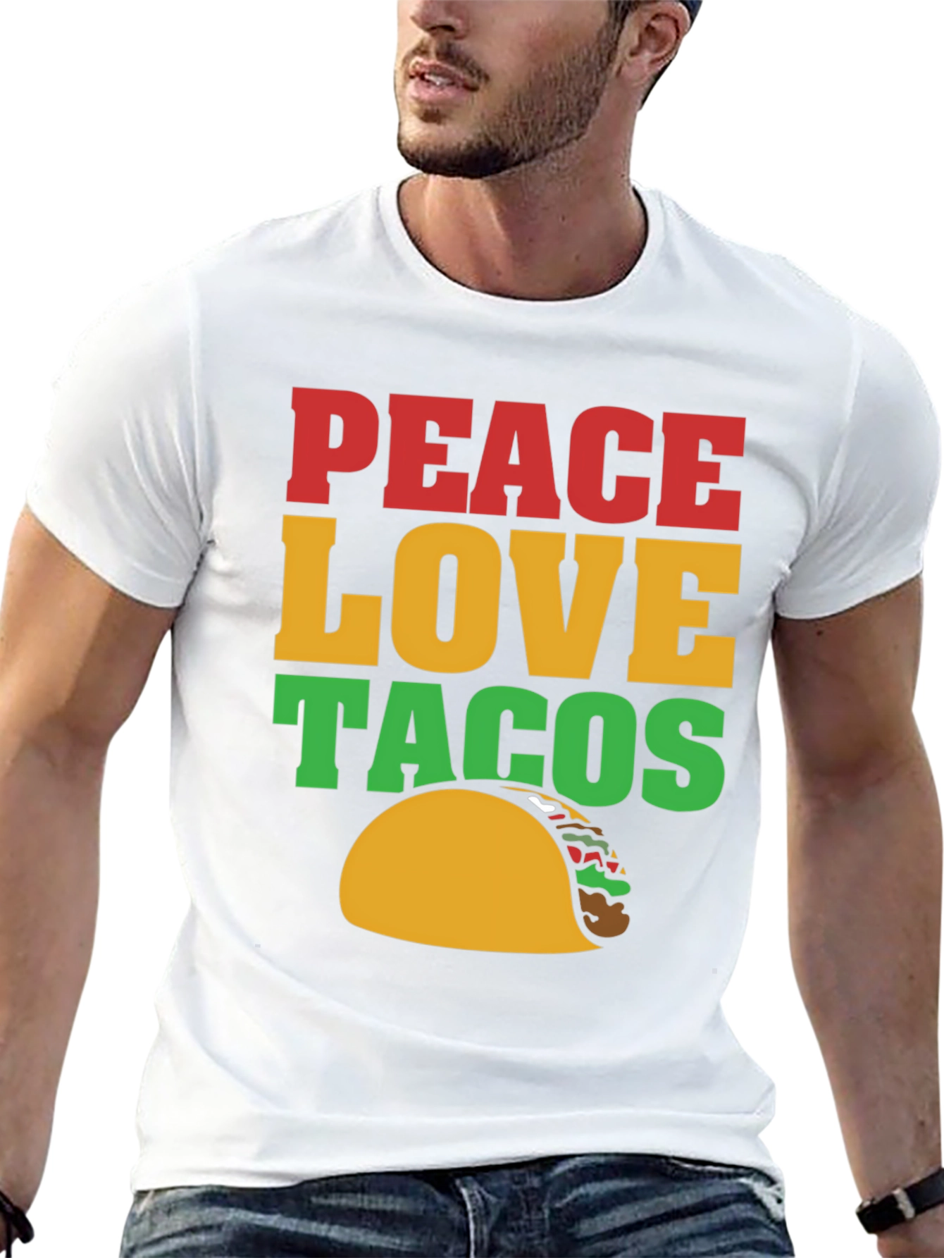 Peace Love Tacos Black Graphic T-Shirt