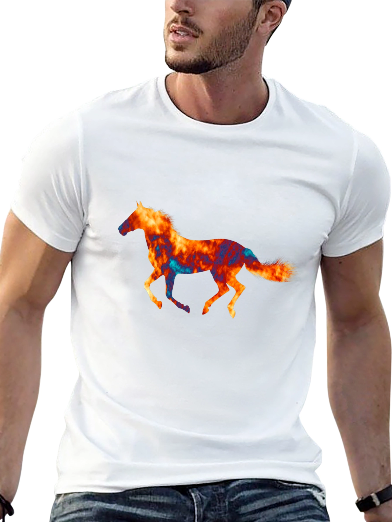 Horse Graphic Print Black T-Shirt