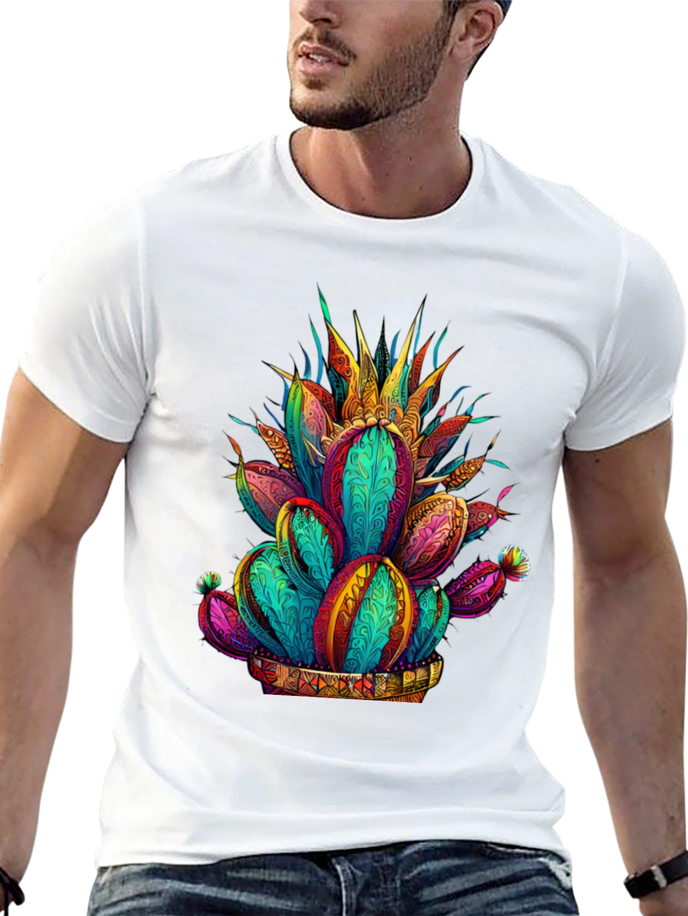 Vibrant Cactus Graphic Tee - Stylish Desert Design