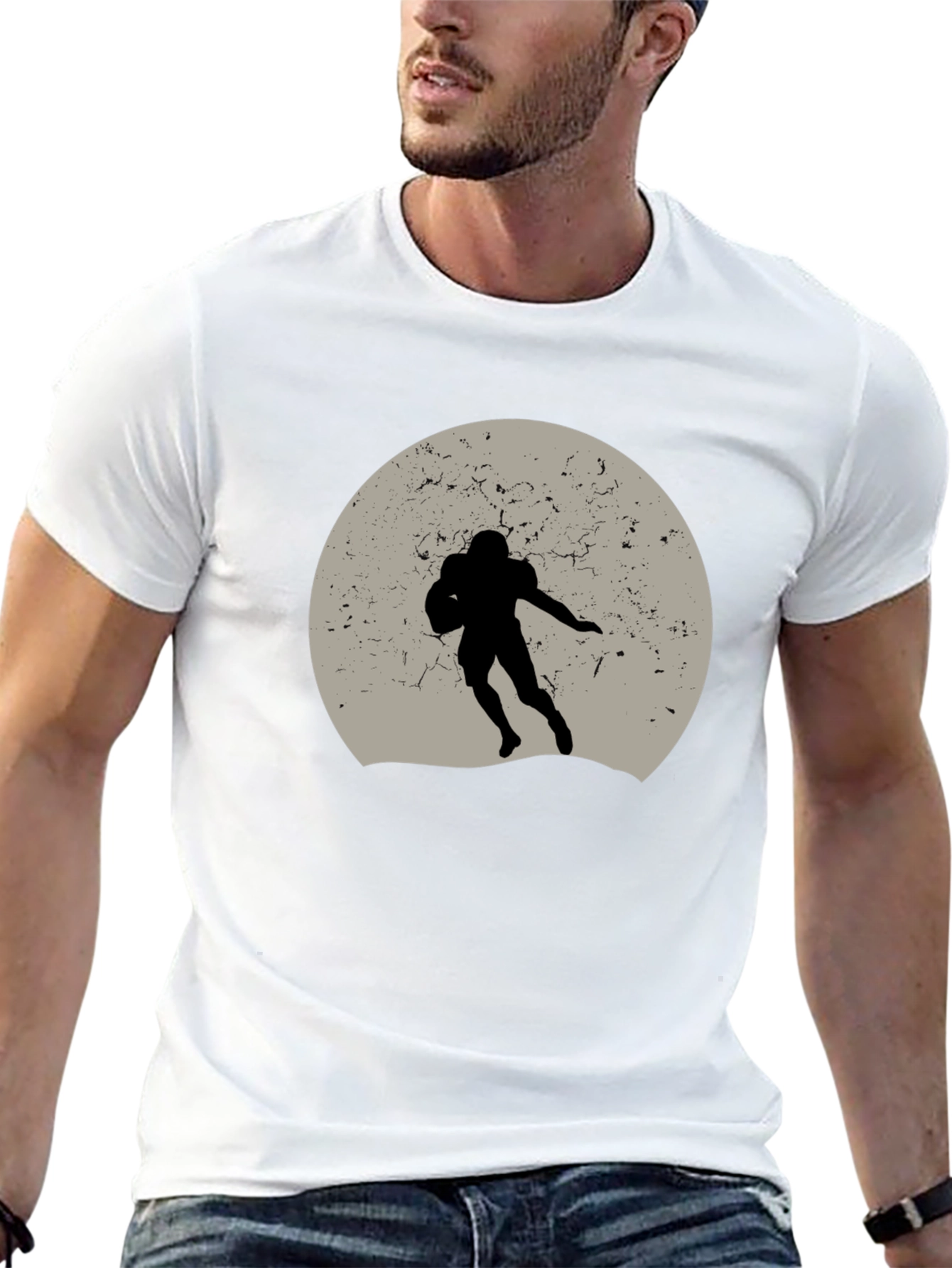 Football Silhouette Graphic Tee - Unique Design