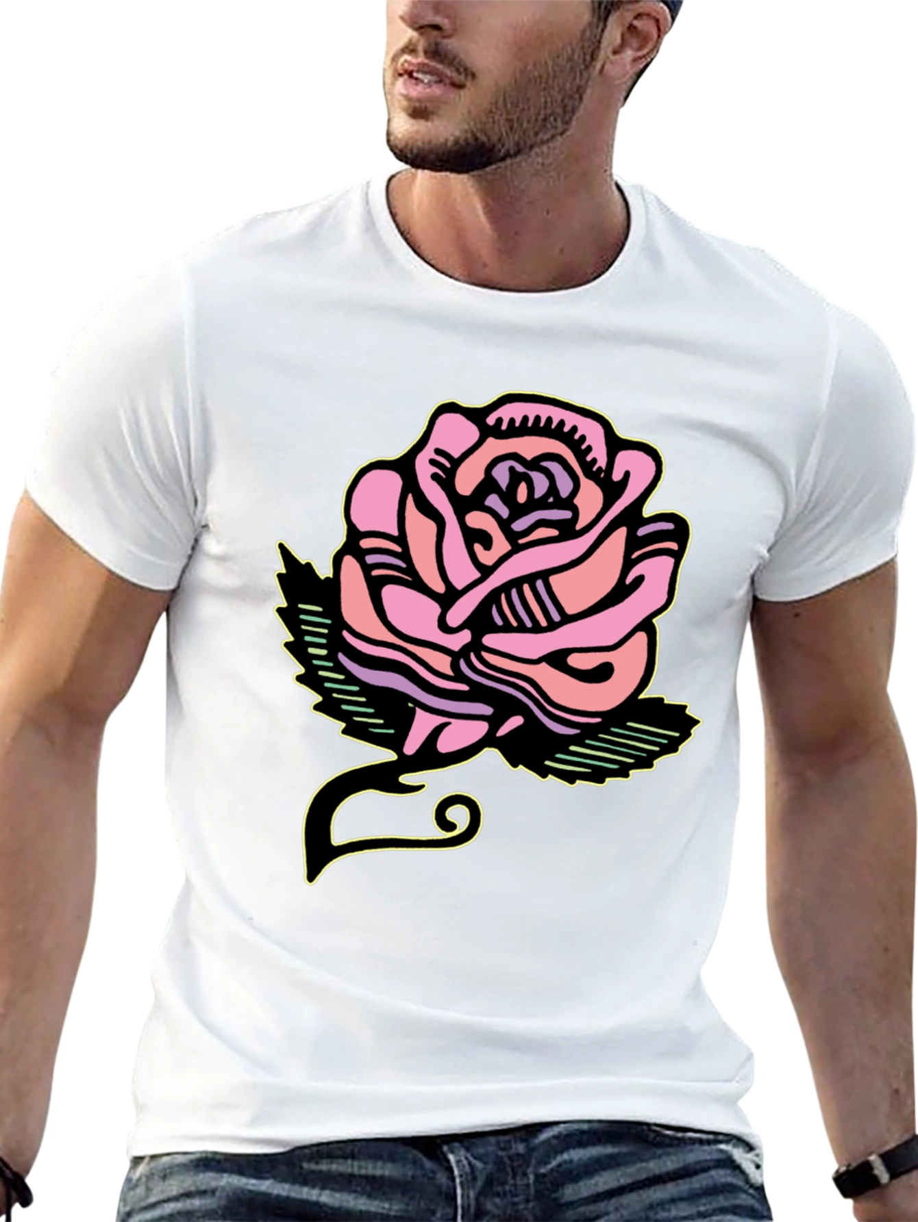 Rose Graphic Tee - Bold Artistic Design
