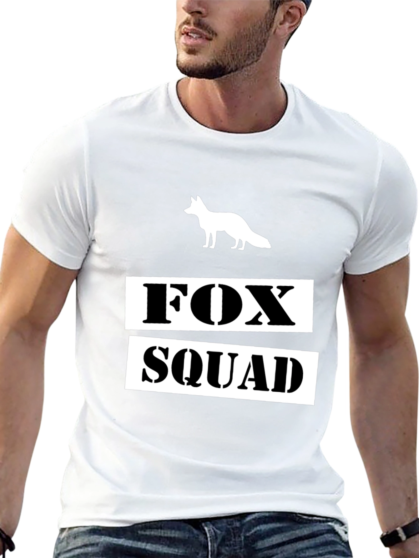 Fox Squad Graphic T-Shirt - Black Crew Neck Tee