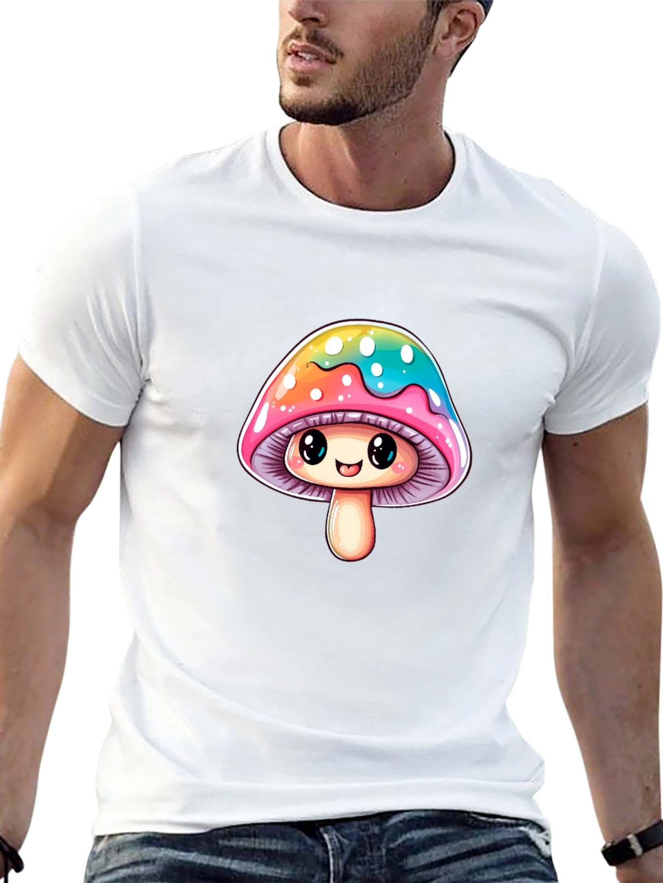 Cute Mushroom Graphic Tee - Unisex Black T-Shirt
