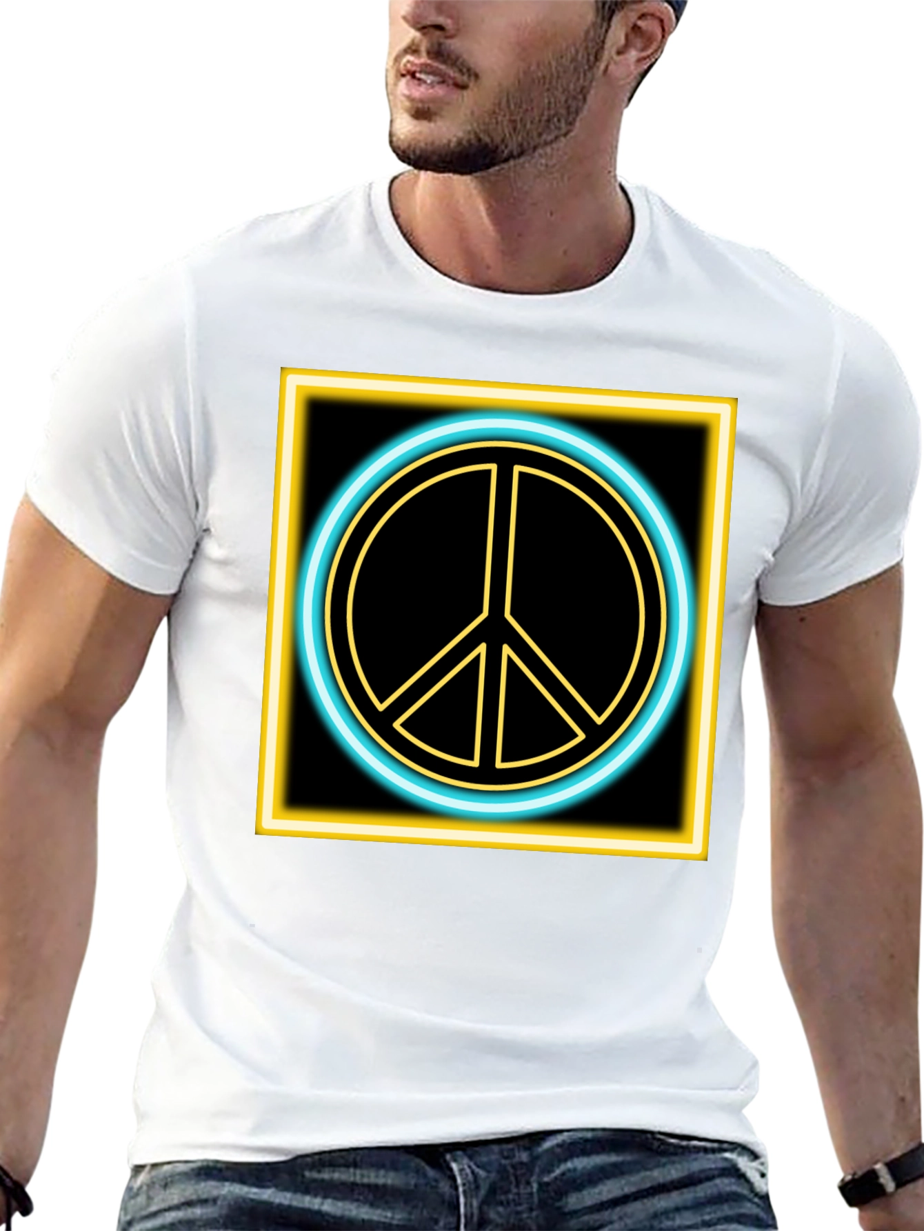 Neon Peace Sign Black T-Shirt