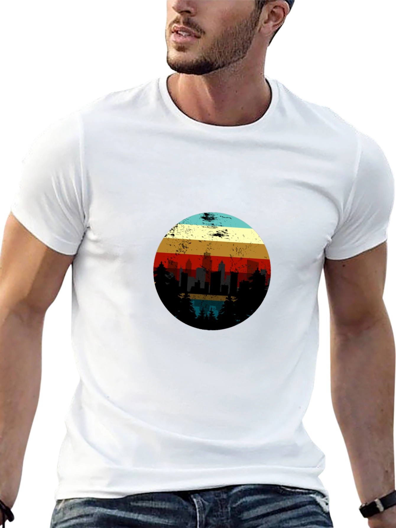 Retro Sunset Cityscape Graphic Tee