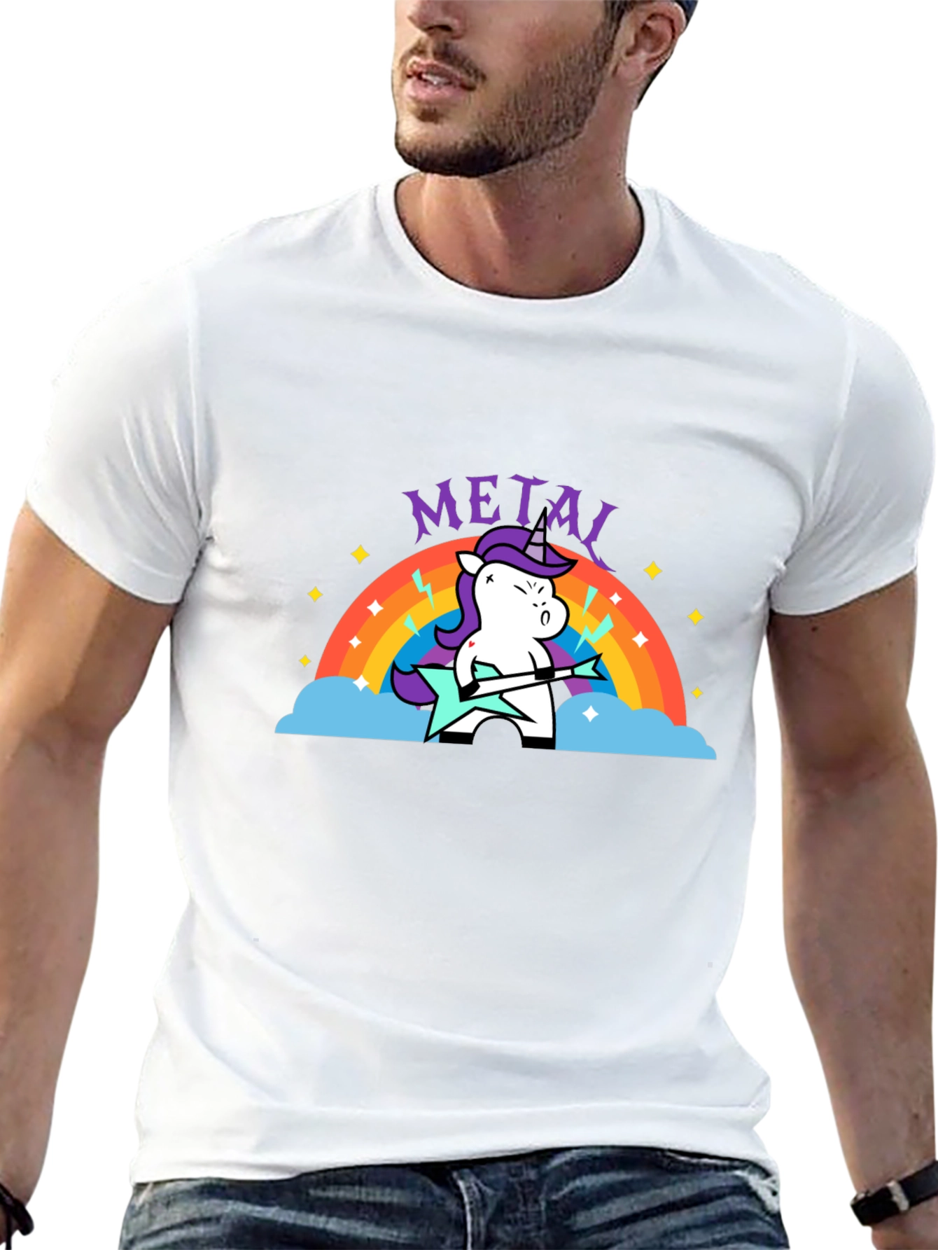 Unicorn Metal Guitarist Graphic Tee