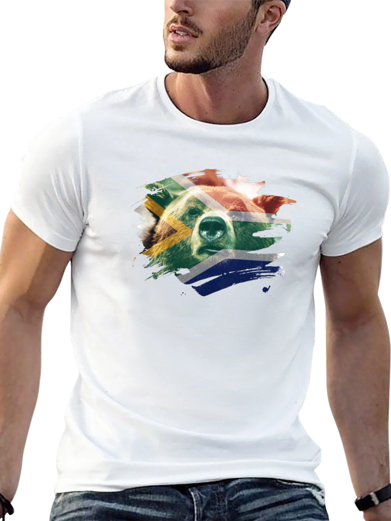 South African Bear Graphic Tee - Black
