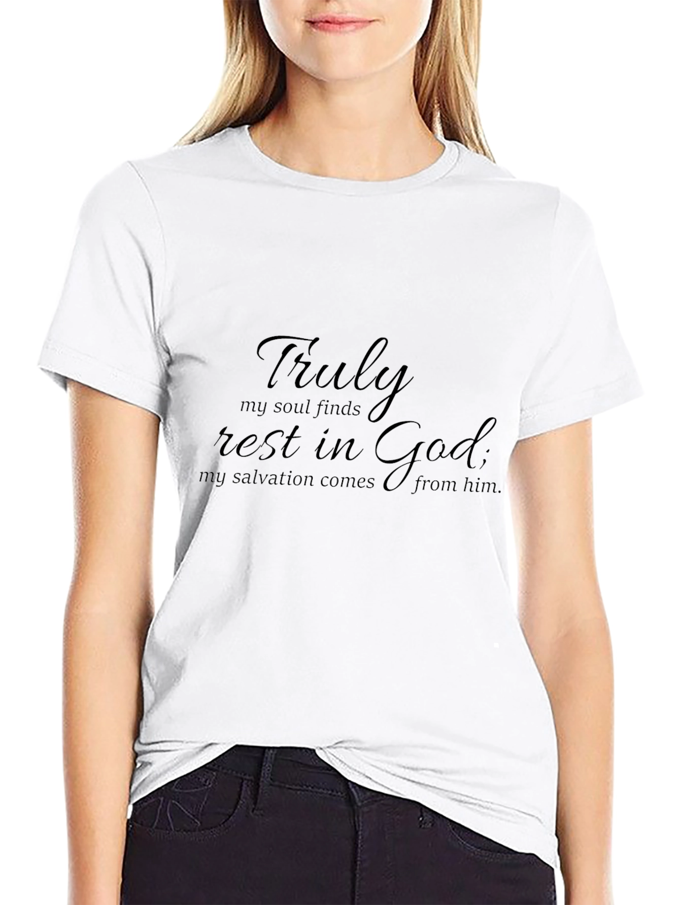 Faith-Inspired Black T-Shirt - Truly Rest in God