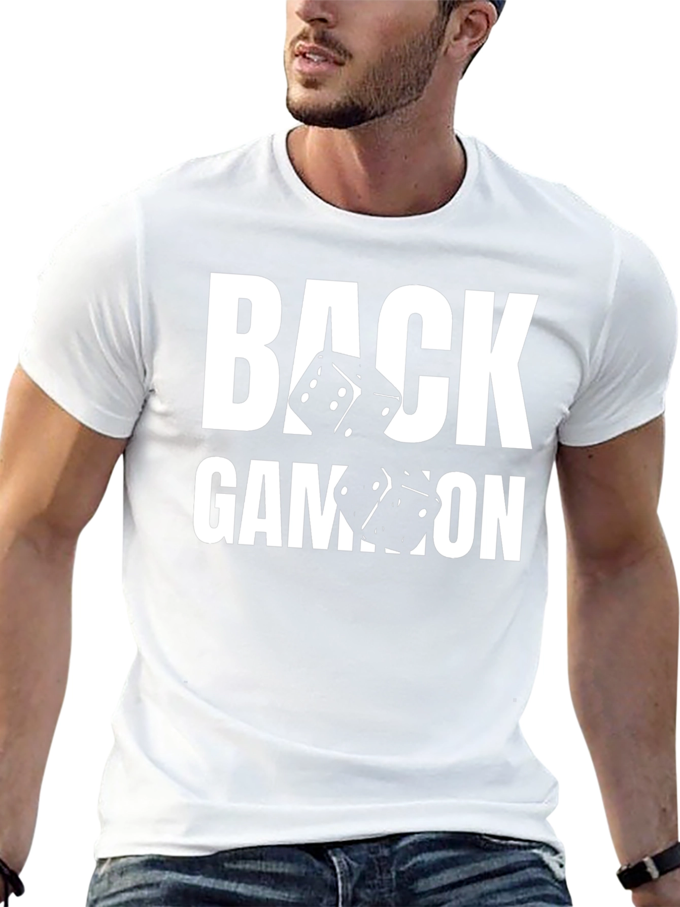 Backgammon Dice Graphic T-Shirt - Casual Black Tee