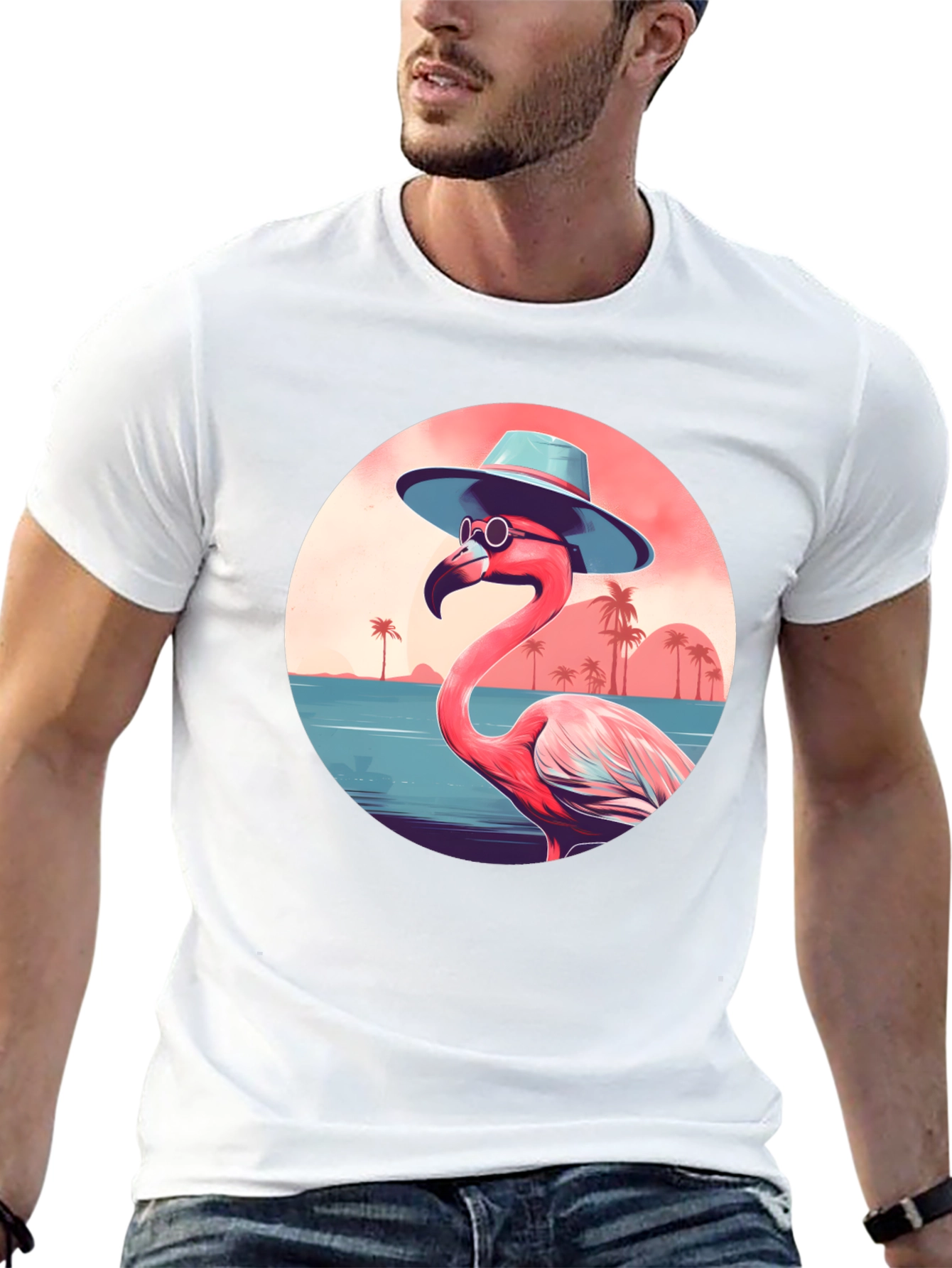 Tropical Flamingo Graphic Tee - Summer Vibes
