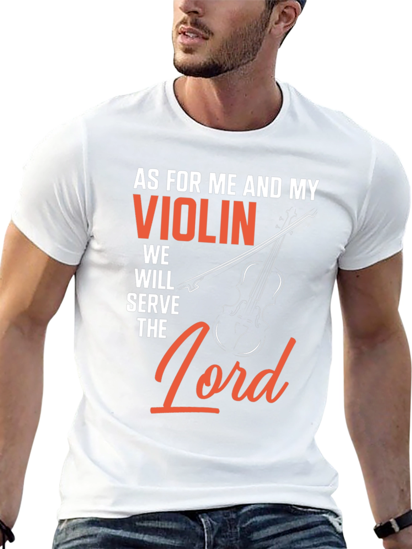 Violin Serve The Lord Graphic T-Shirt