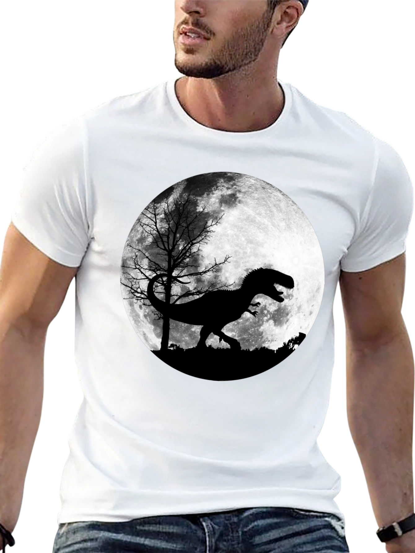 Dinosaur Moon Graphic T-Shirt