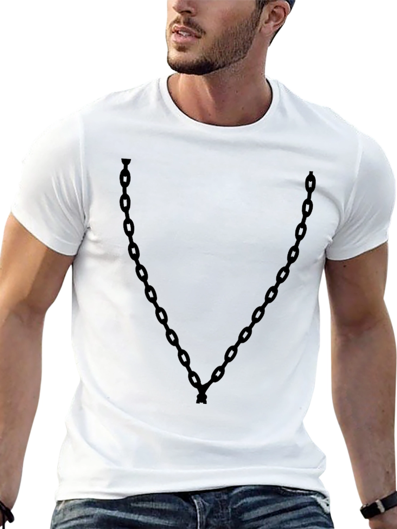 Mens Black Chain Graphic Tee - Casual Style