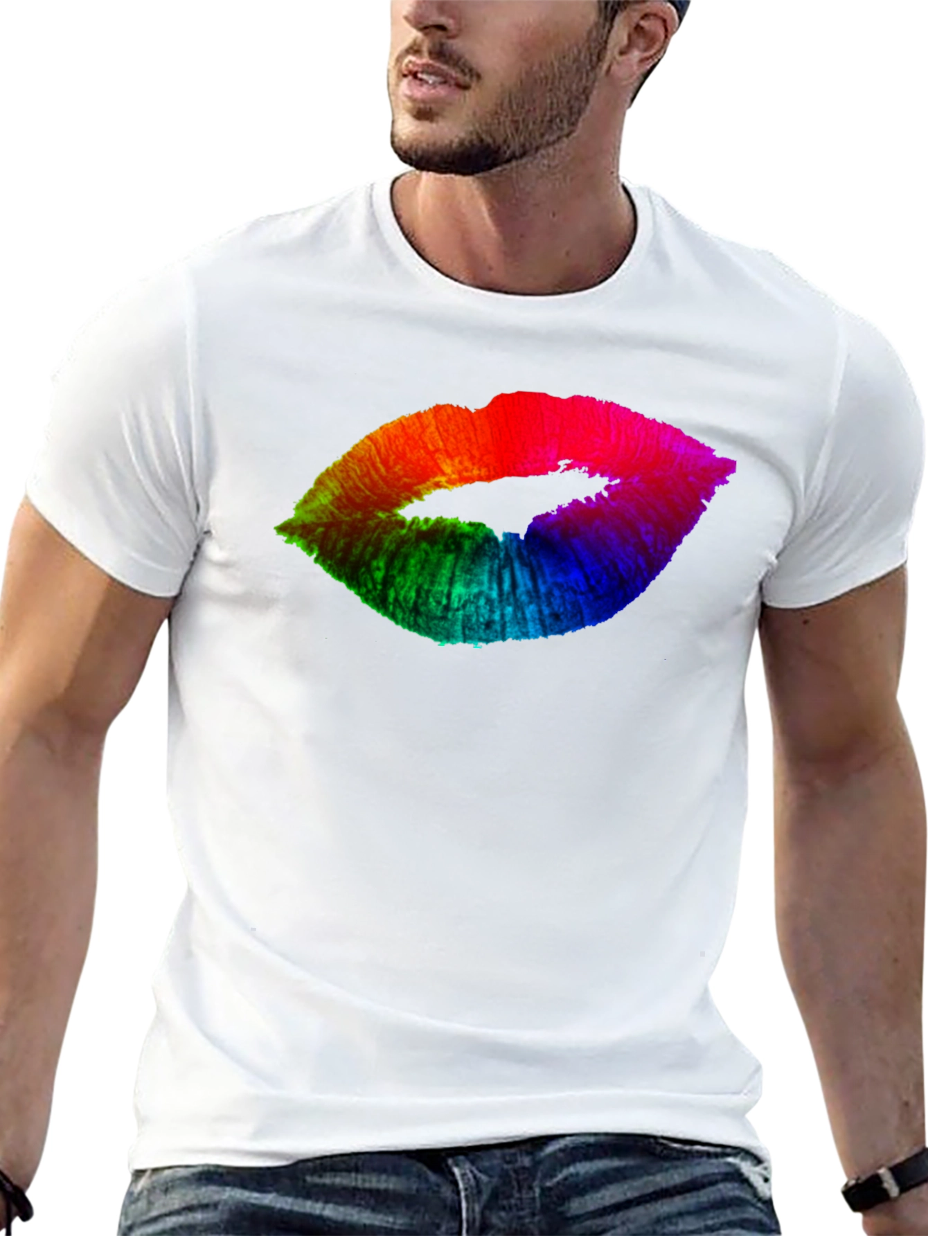 Rainbow Lips Graphic Black Tee