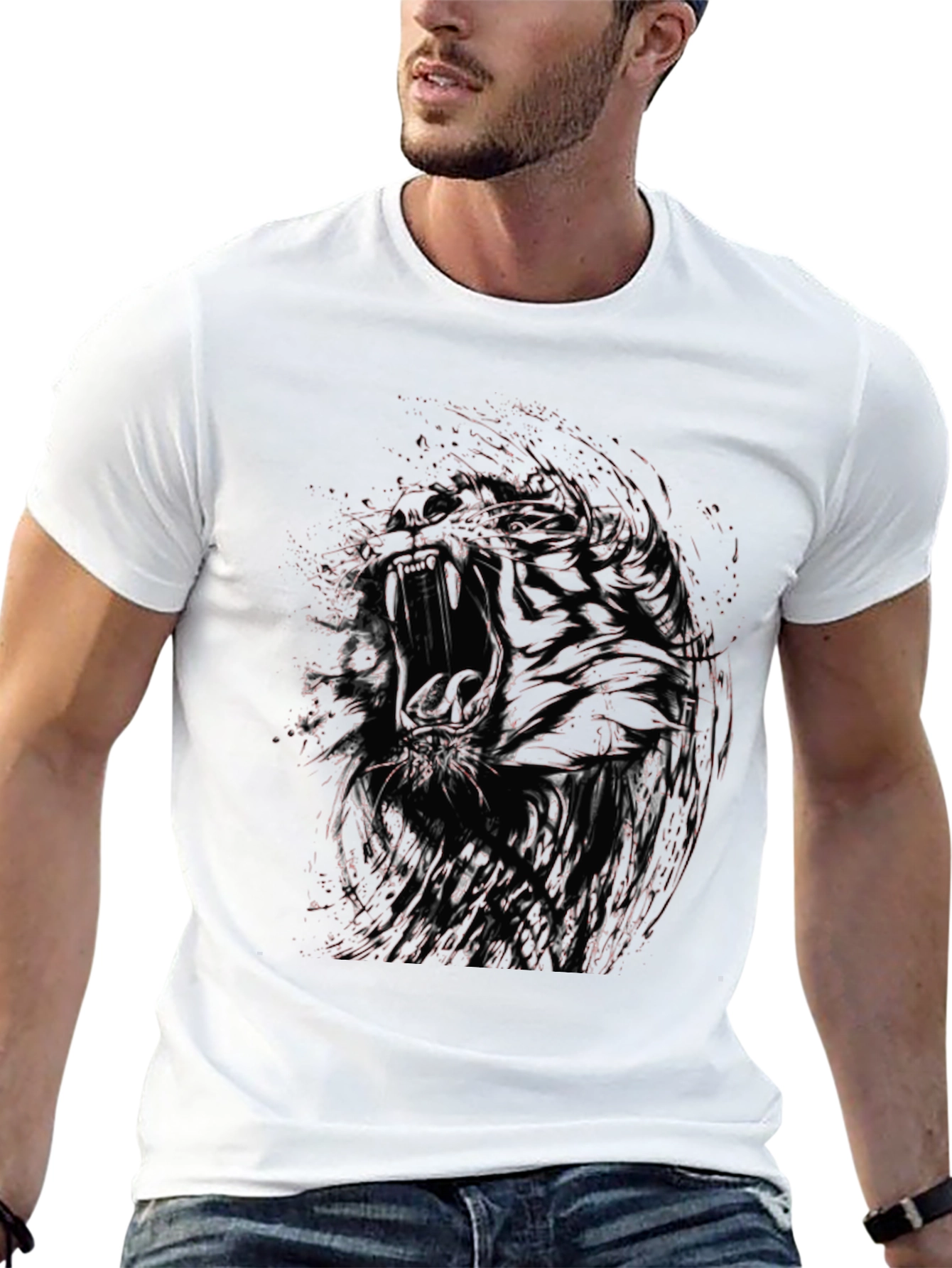 Abstract Graphic Print Black Crew Neck T-Shirt