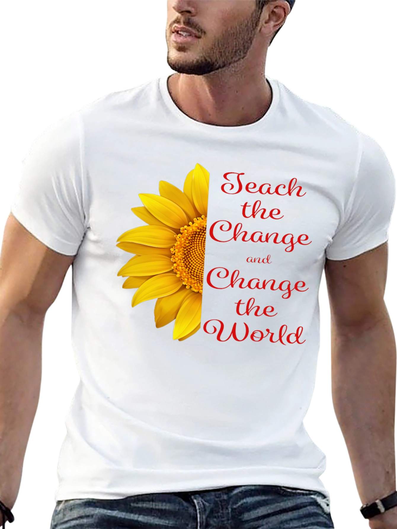 Teach Change T-Shirt - Sunflower Graphic Tee