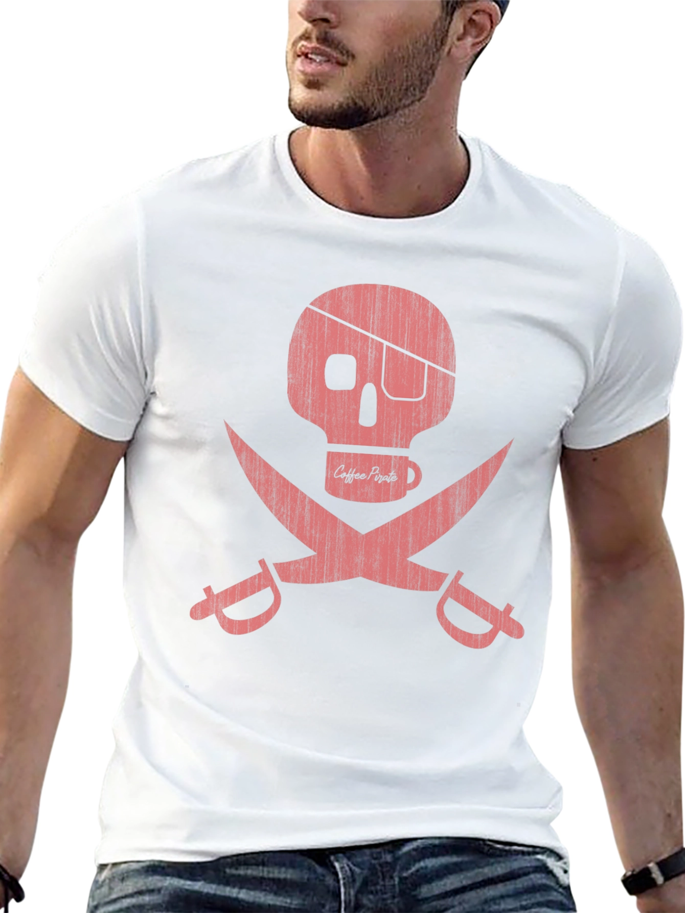 Coffee Pirate Skull T-Shirt - Dark Humor Tee