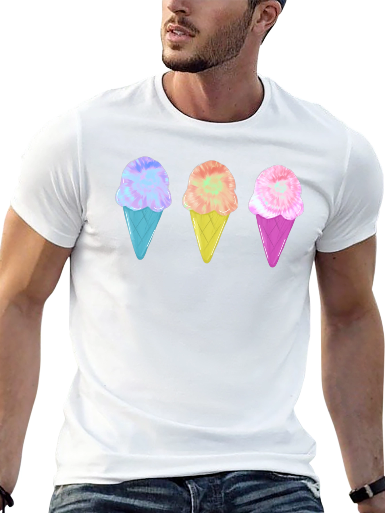 Ice Cream Cone Graphic Tee - Black Unisex T-Shirt