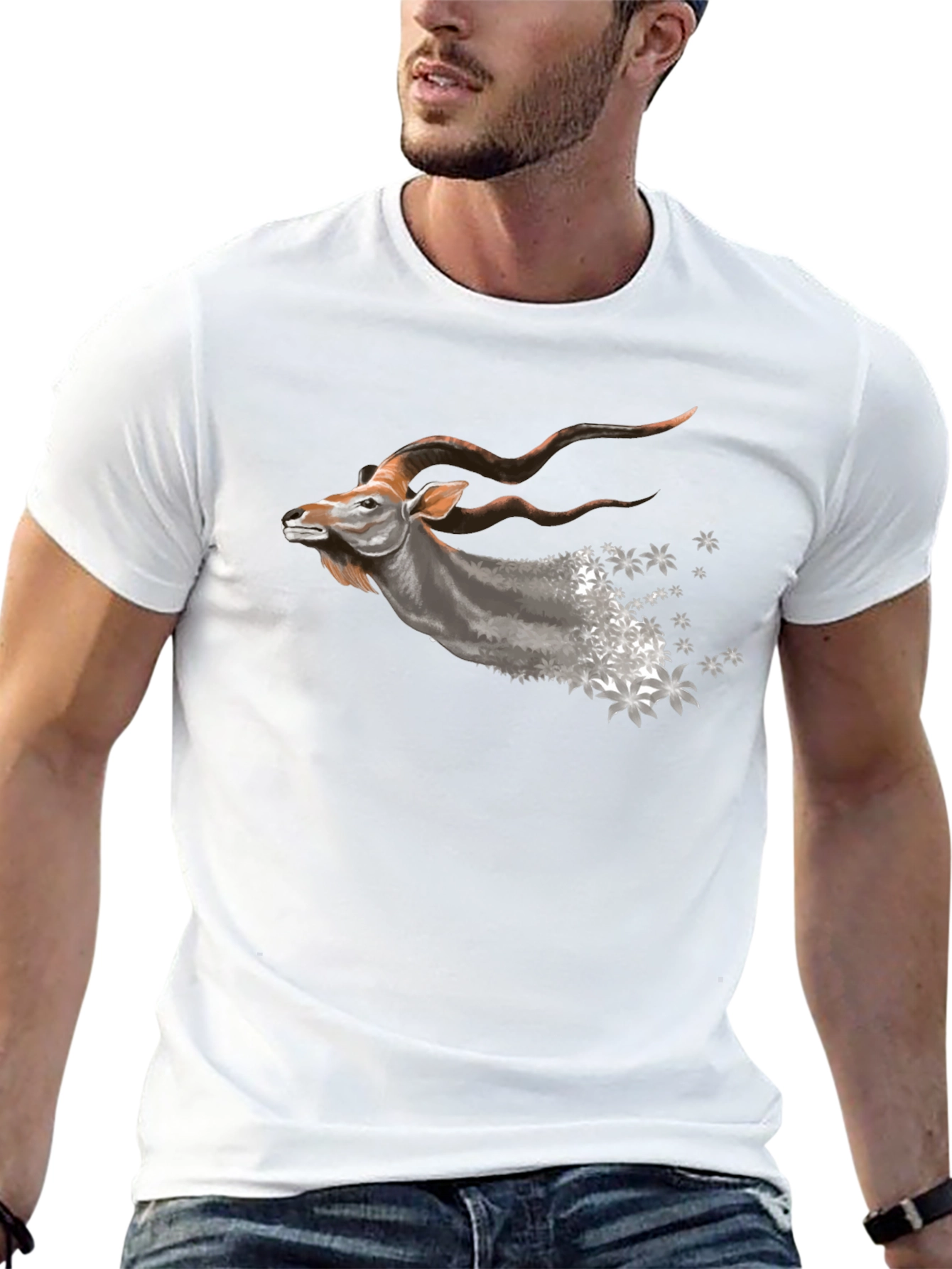 Mens Black T-Shirt with Kudu Design