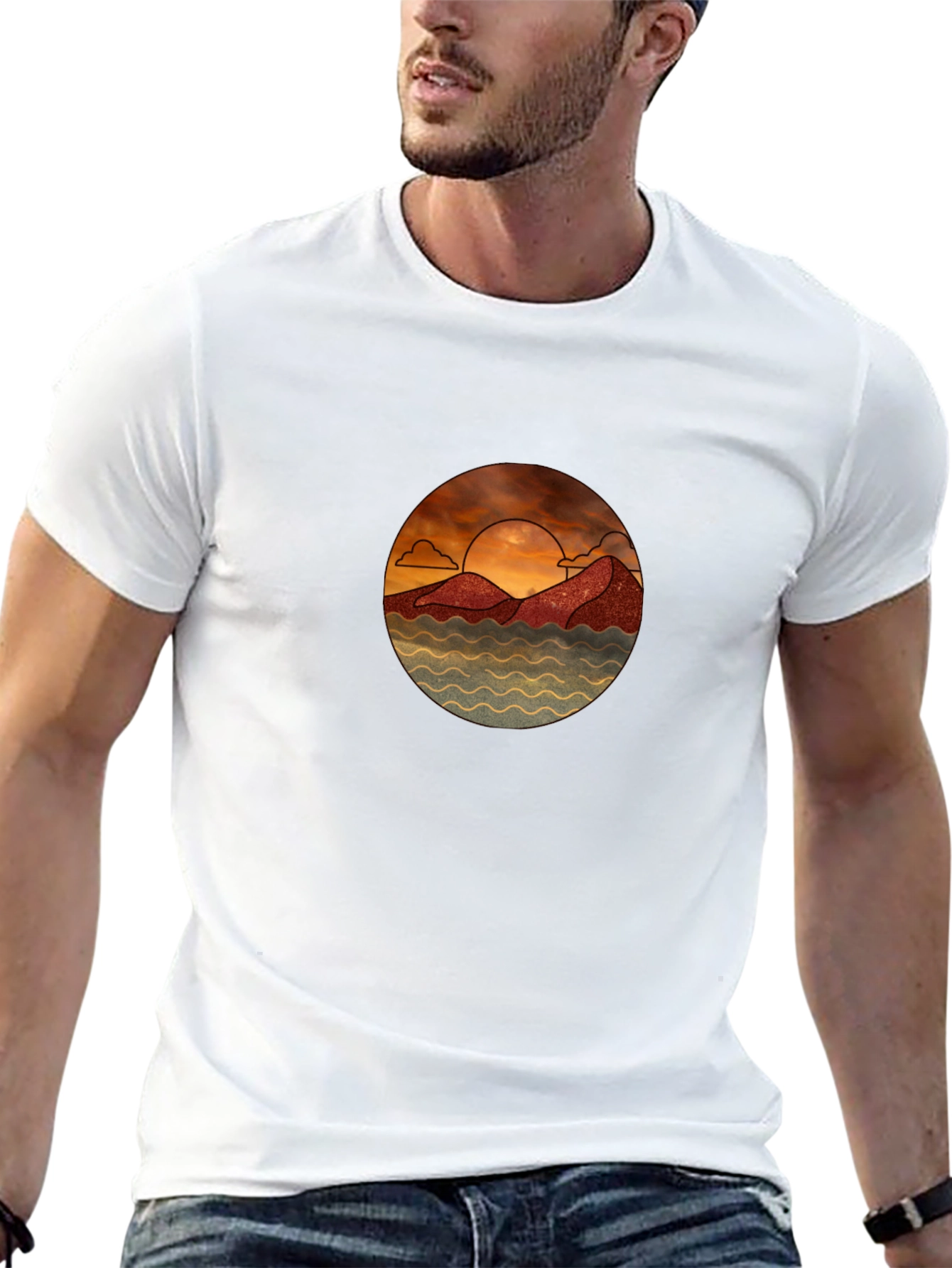 Scenic Sunset Graphic Tee - Unisex Black T-Shirt