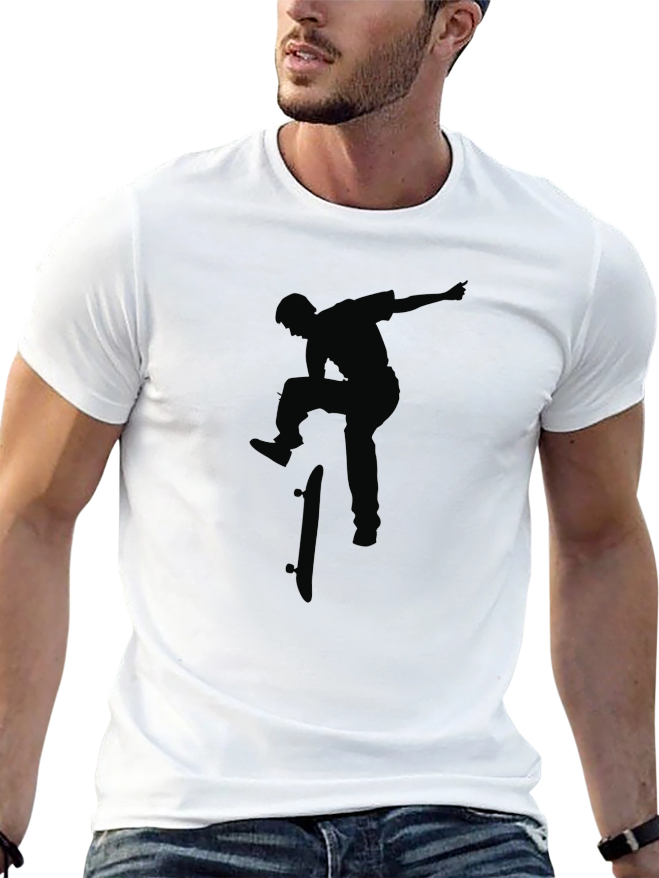 Skateboarder Silhouette Black Graphic Tee