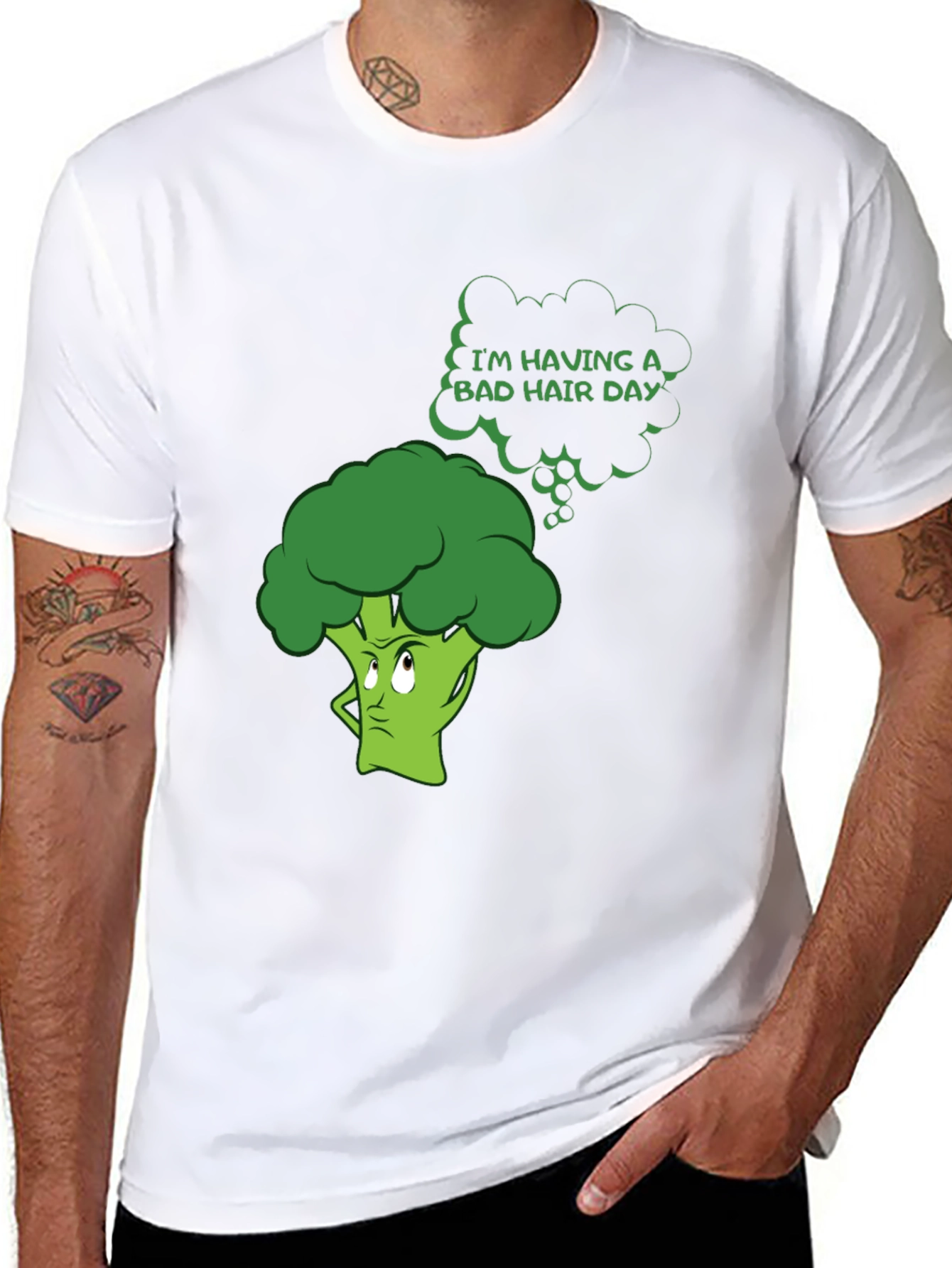 Funny Broccoli Bad Hair Day Graphic Tee