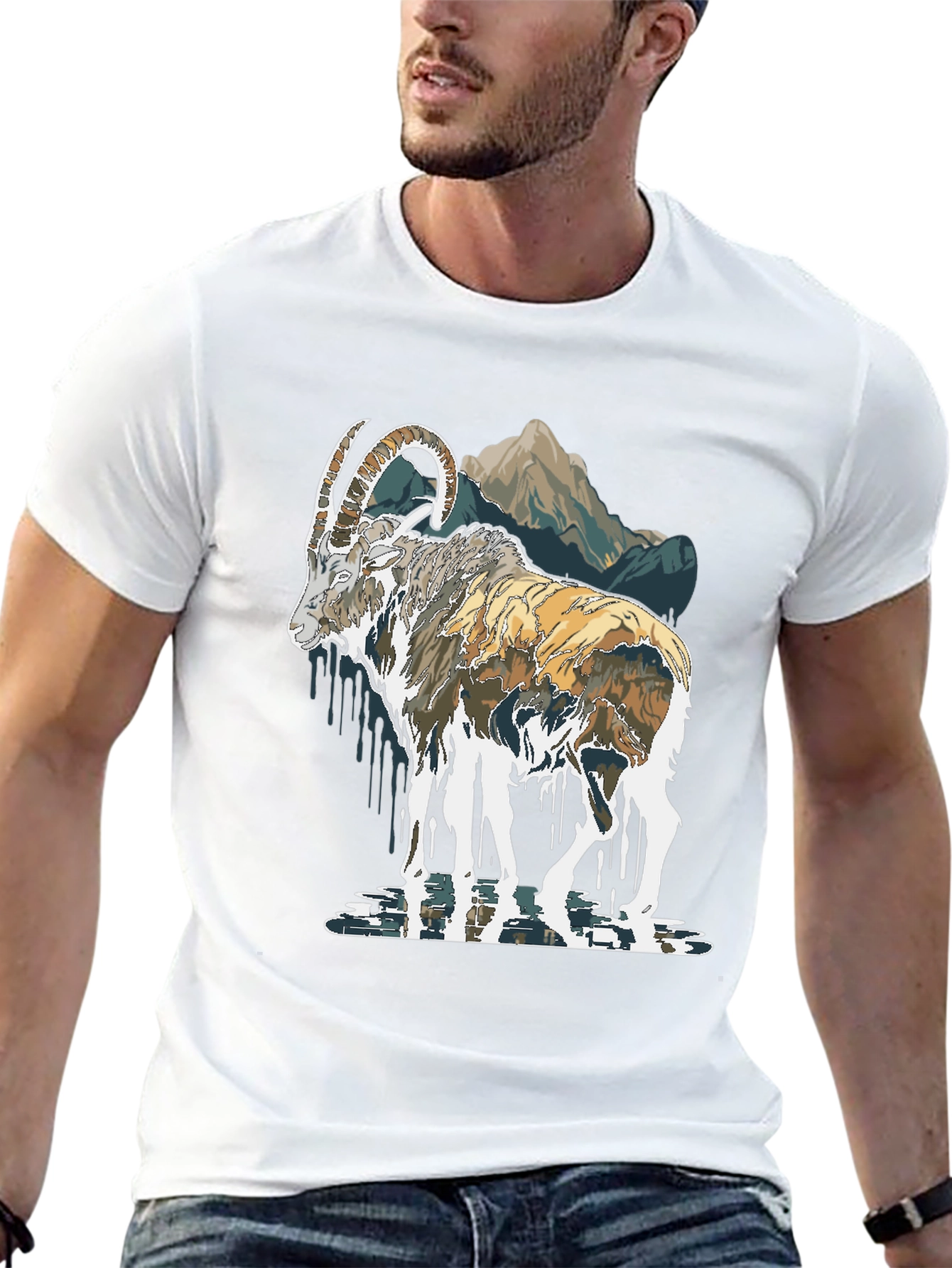 Mountain Goat Graphic Print T-Shirt