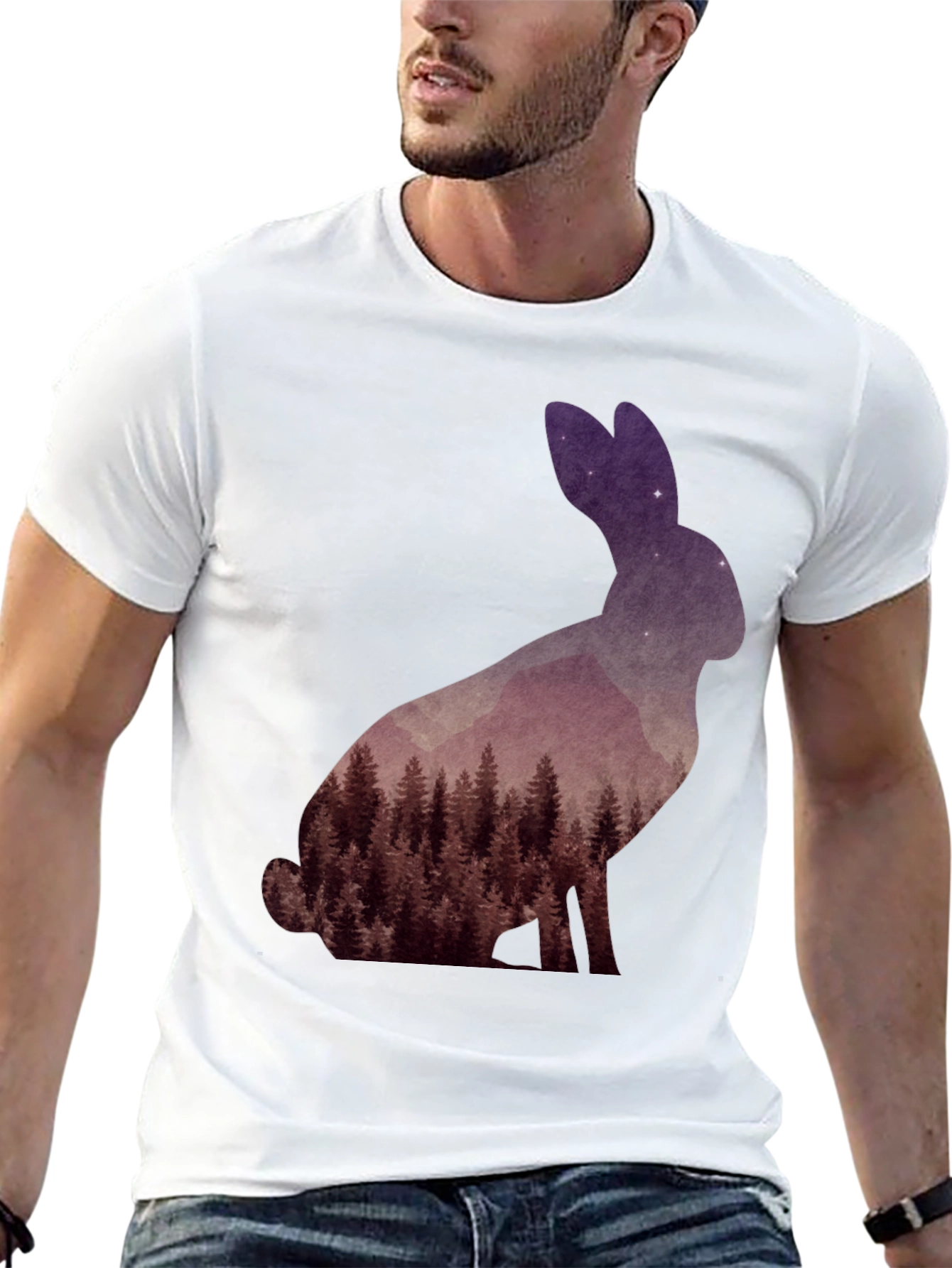 Nature Rabbit Graphic T-Shirt - Unique Forest Design