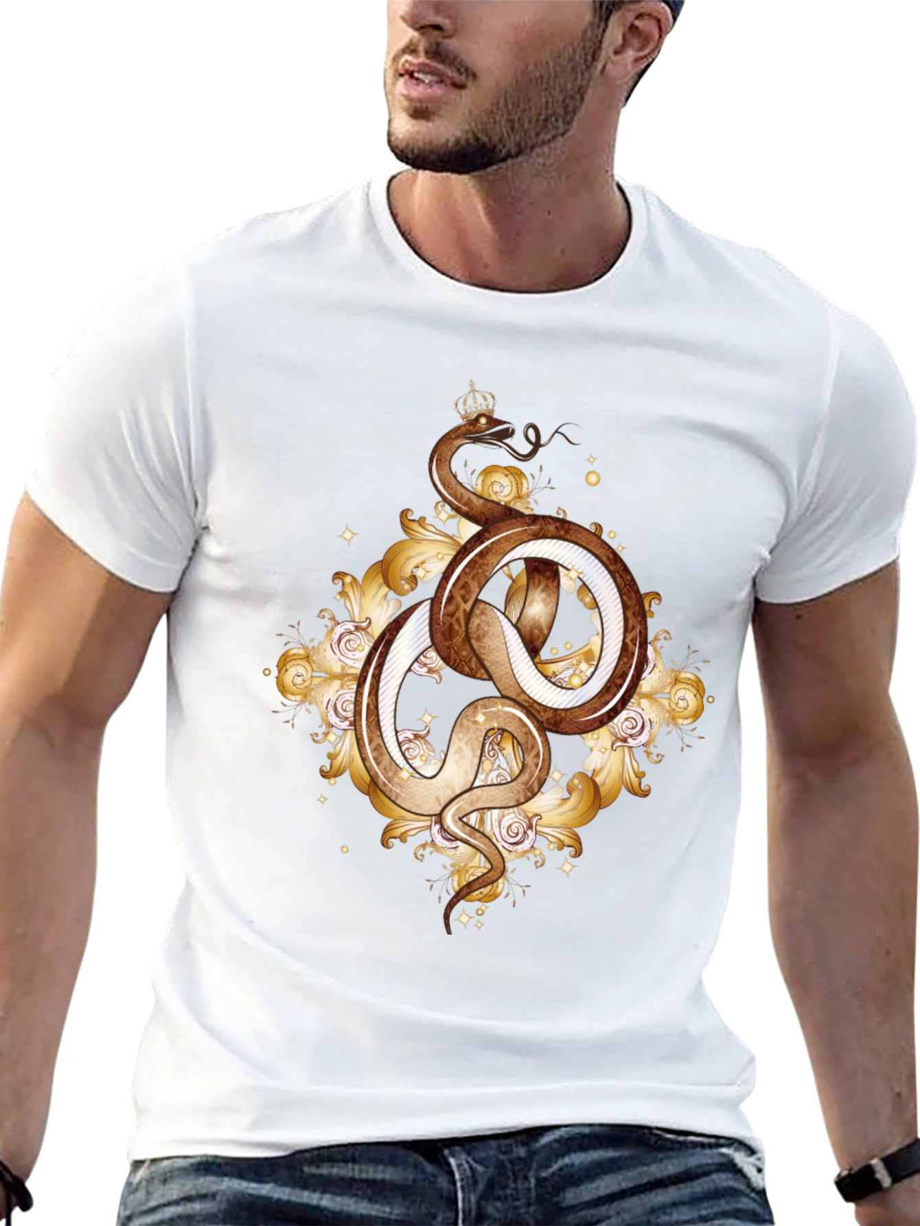Snake King Graphic Tee - Black Cotton