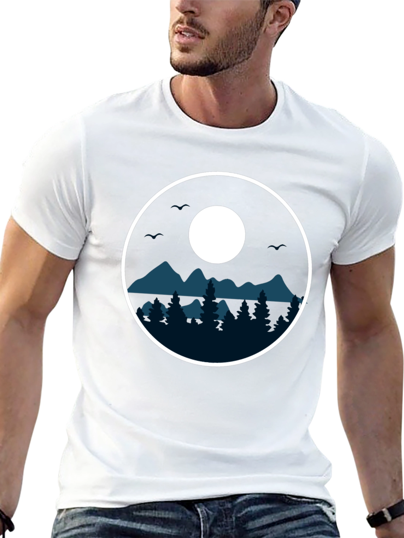 Nature Circle Graphic Tee - Black Casual Shirt