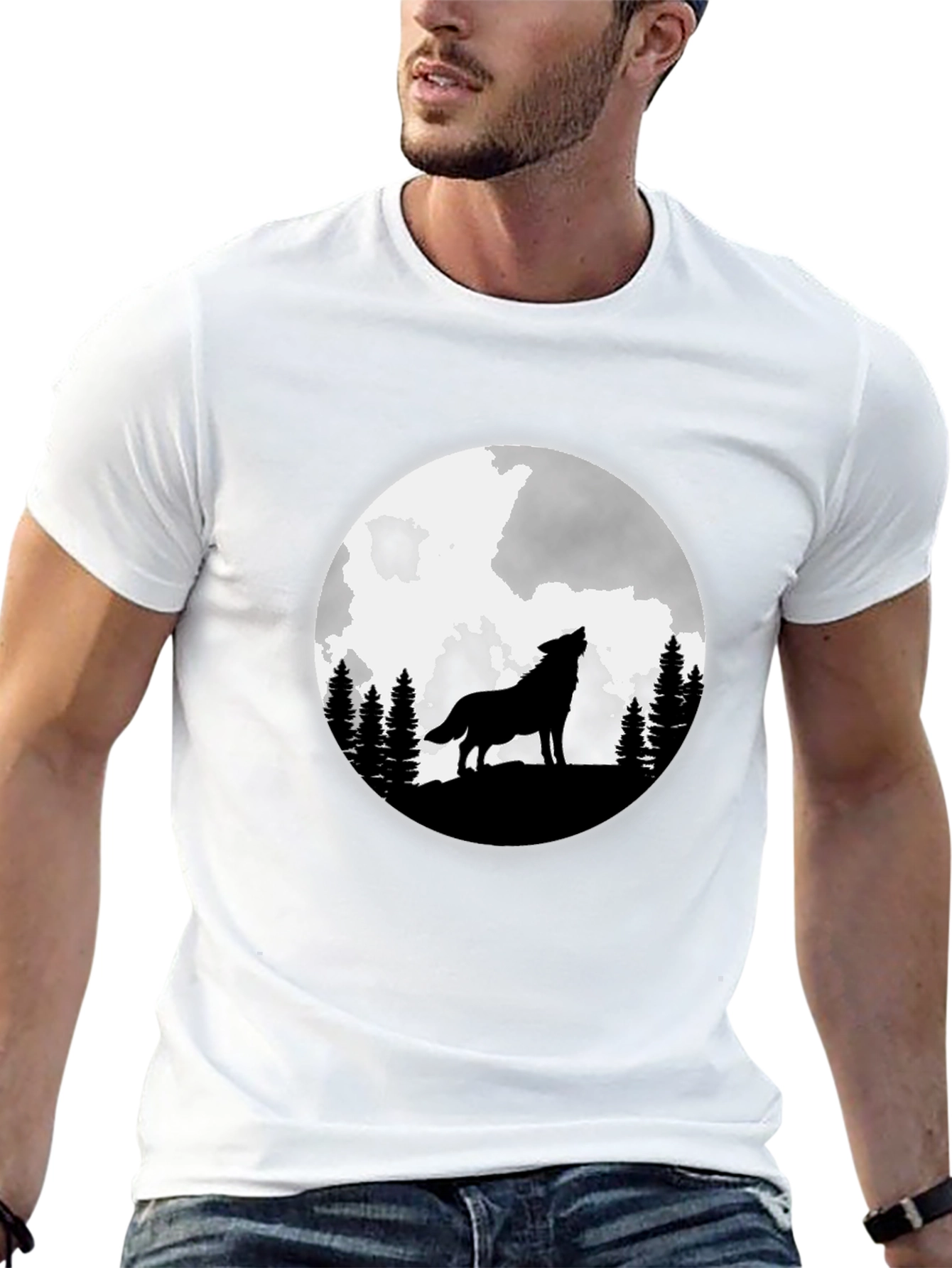 Wolf Moon Graphic T-Shirt - Black