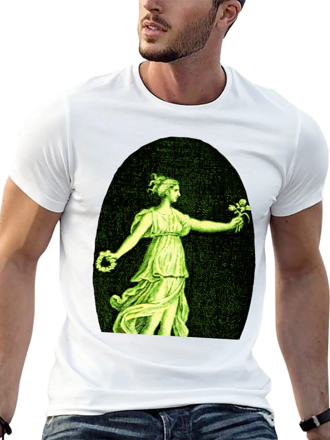 Woman with Flowers Graphic T-Shirt
