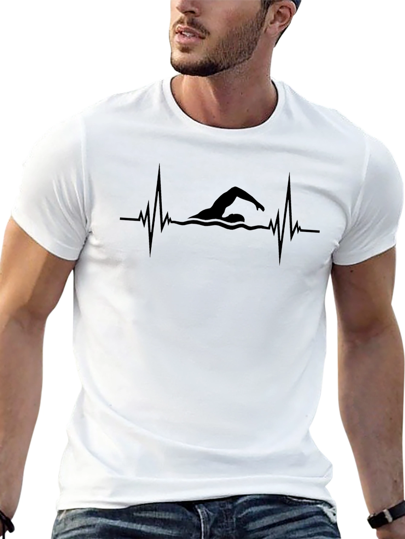 Swimmer Heartbeat Graphic Tee - Stylish Activewear