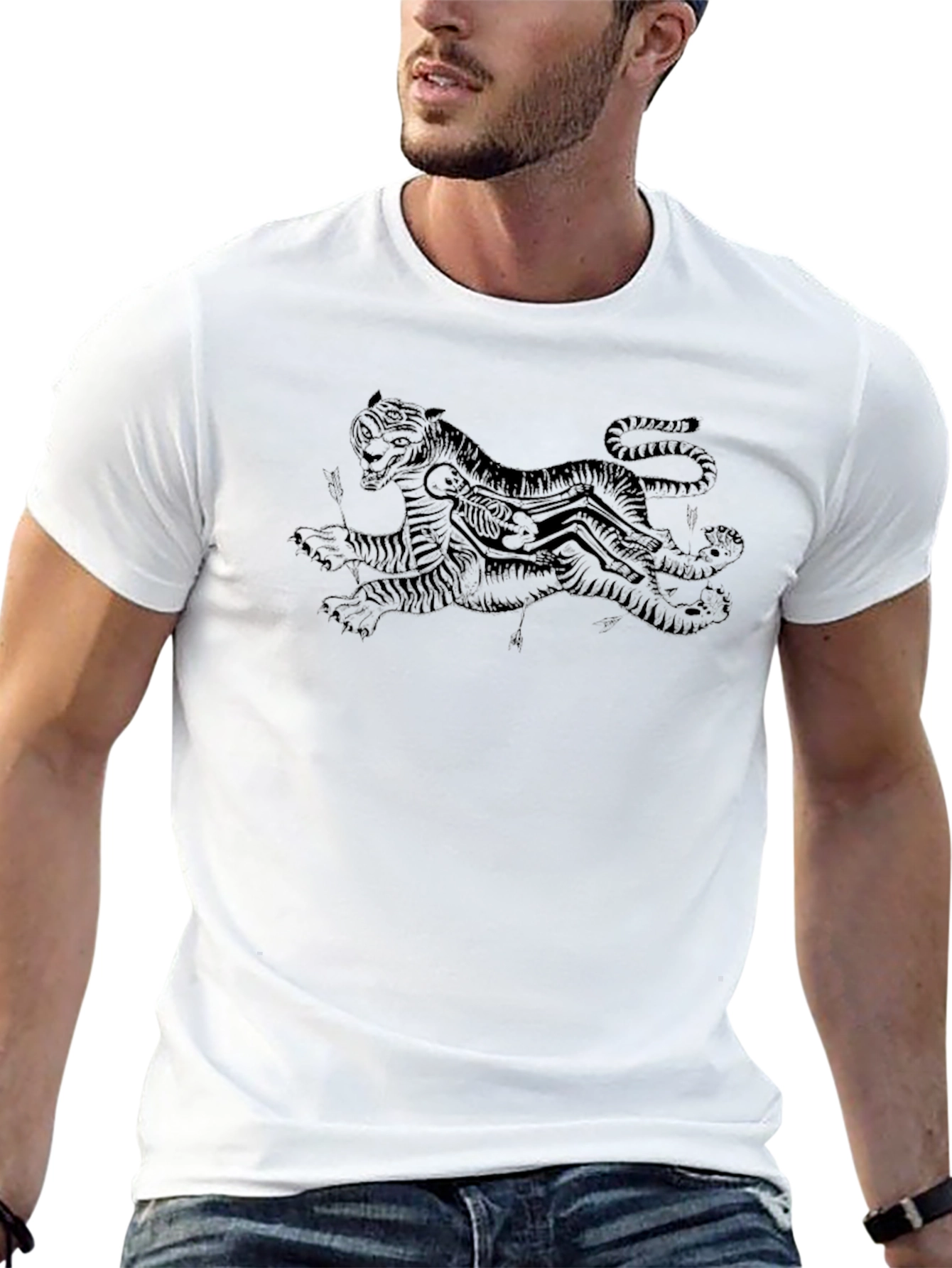 Mens Black Graphic Tee - Tiger