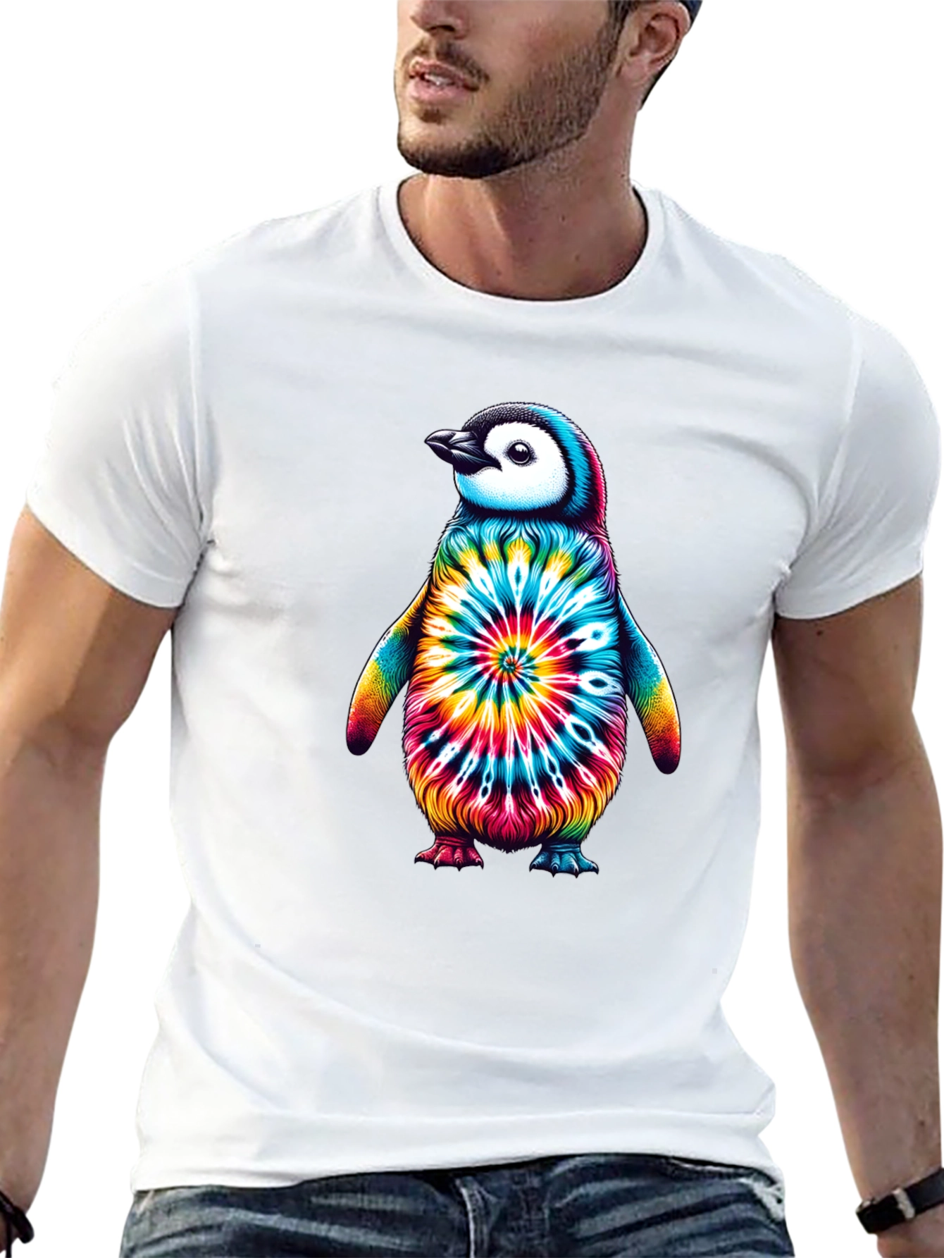 Tie-Dye Penguin Graphic Tee - Unique Unisex Design