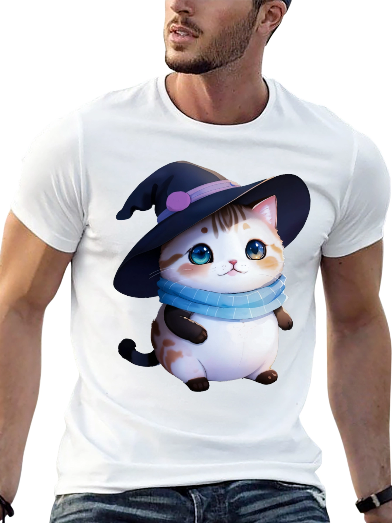 Cute Witch Cat T-Shirt - Halloween Apparel