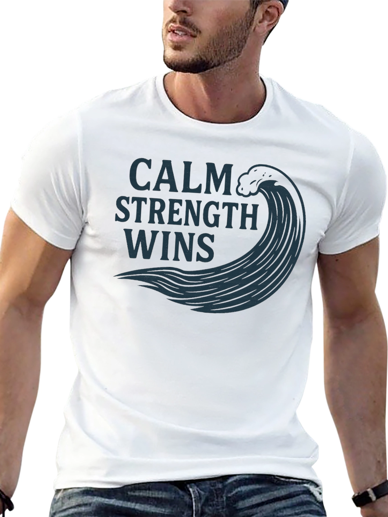 Calm Strength Wins Graphic Tee - Mens Black T-Shirt