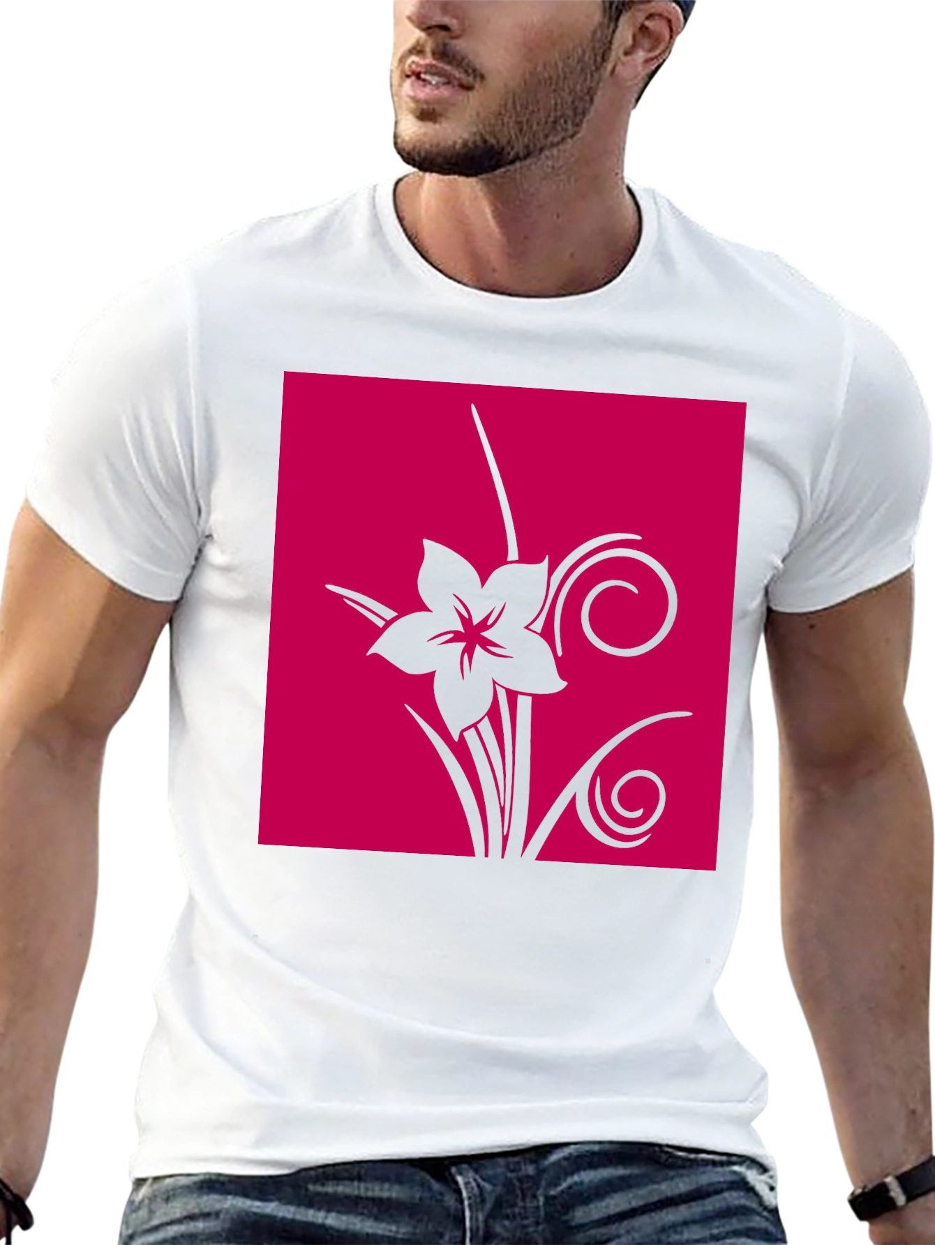 Floral Graphic Print Tee - Black
