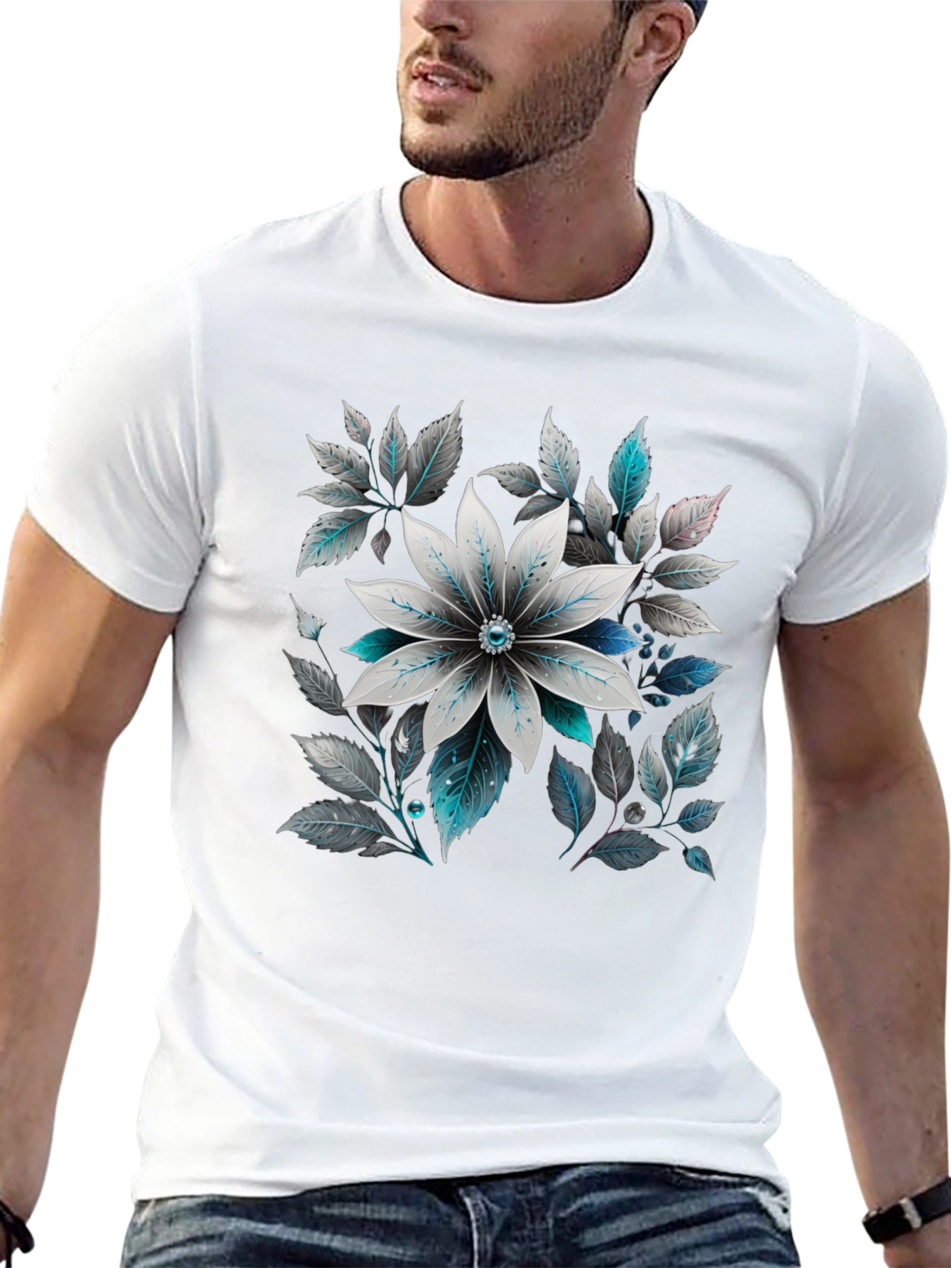 Floral Graphic Tee - Black Cotton Blend