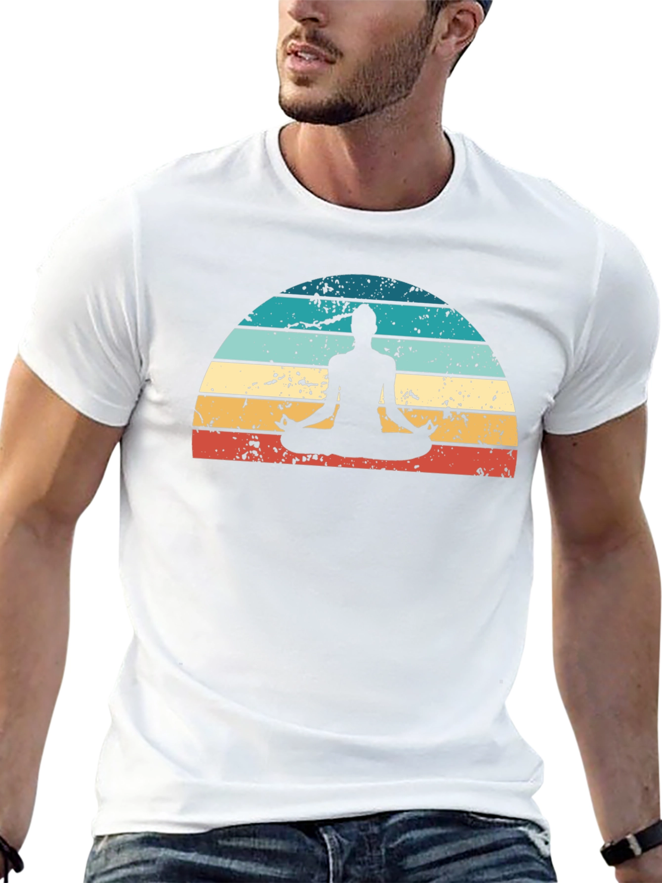 Retro Sunset Yoga Meditation T-Shirt