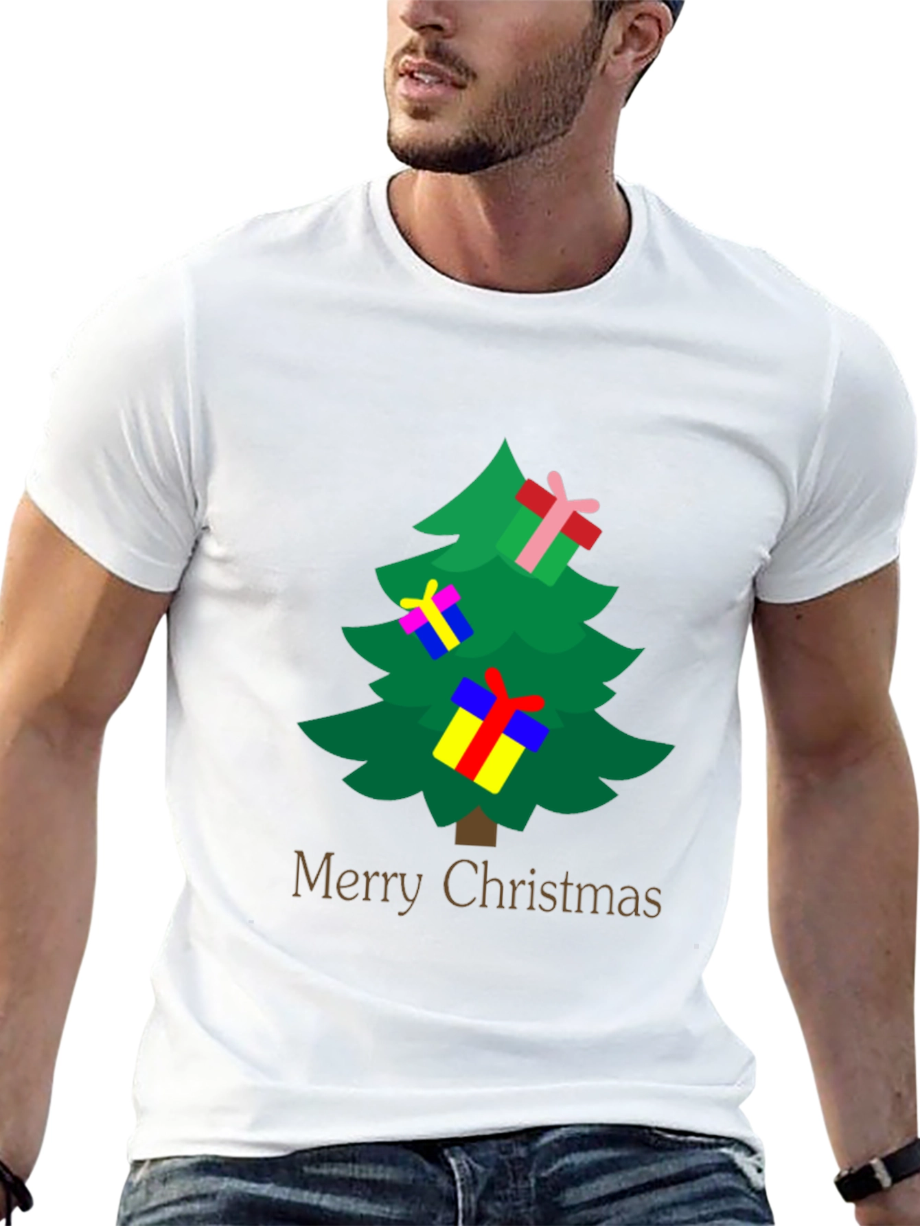 Merry Christmas Tree Graphic Tee - Holiday Spirit
