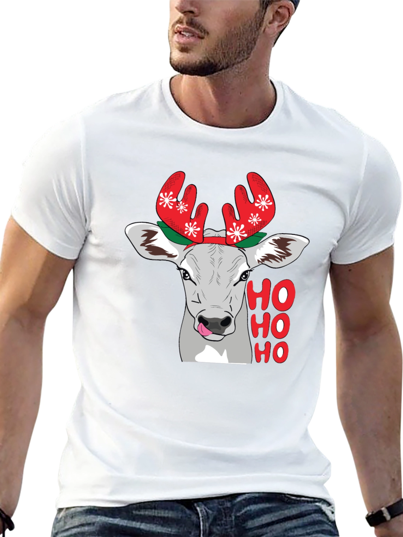 Festive Cow Ho Ho Holiday T-Shirt