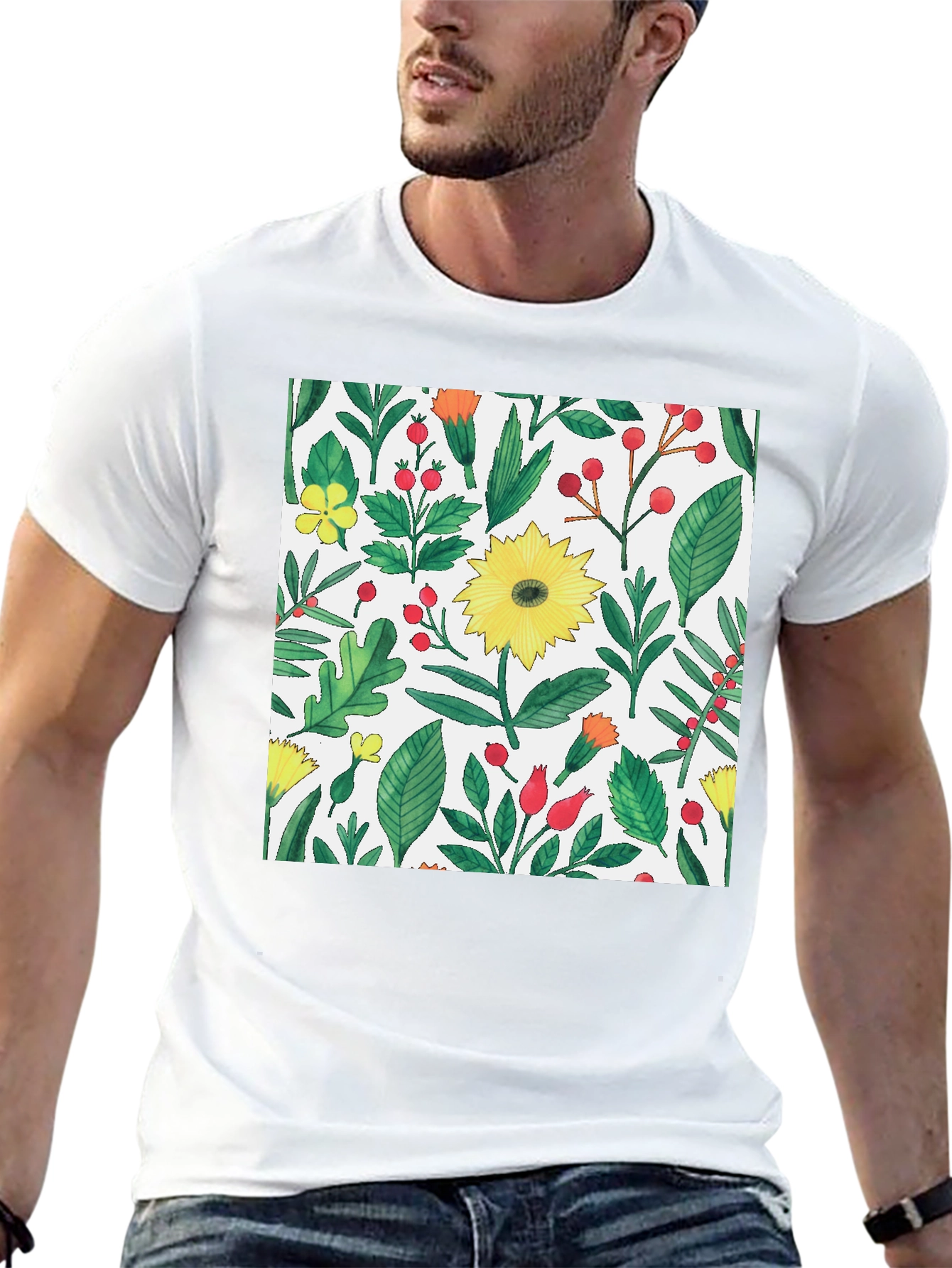 Floral Print Crew Neck T-Shirt