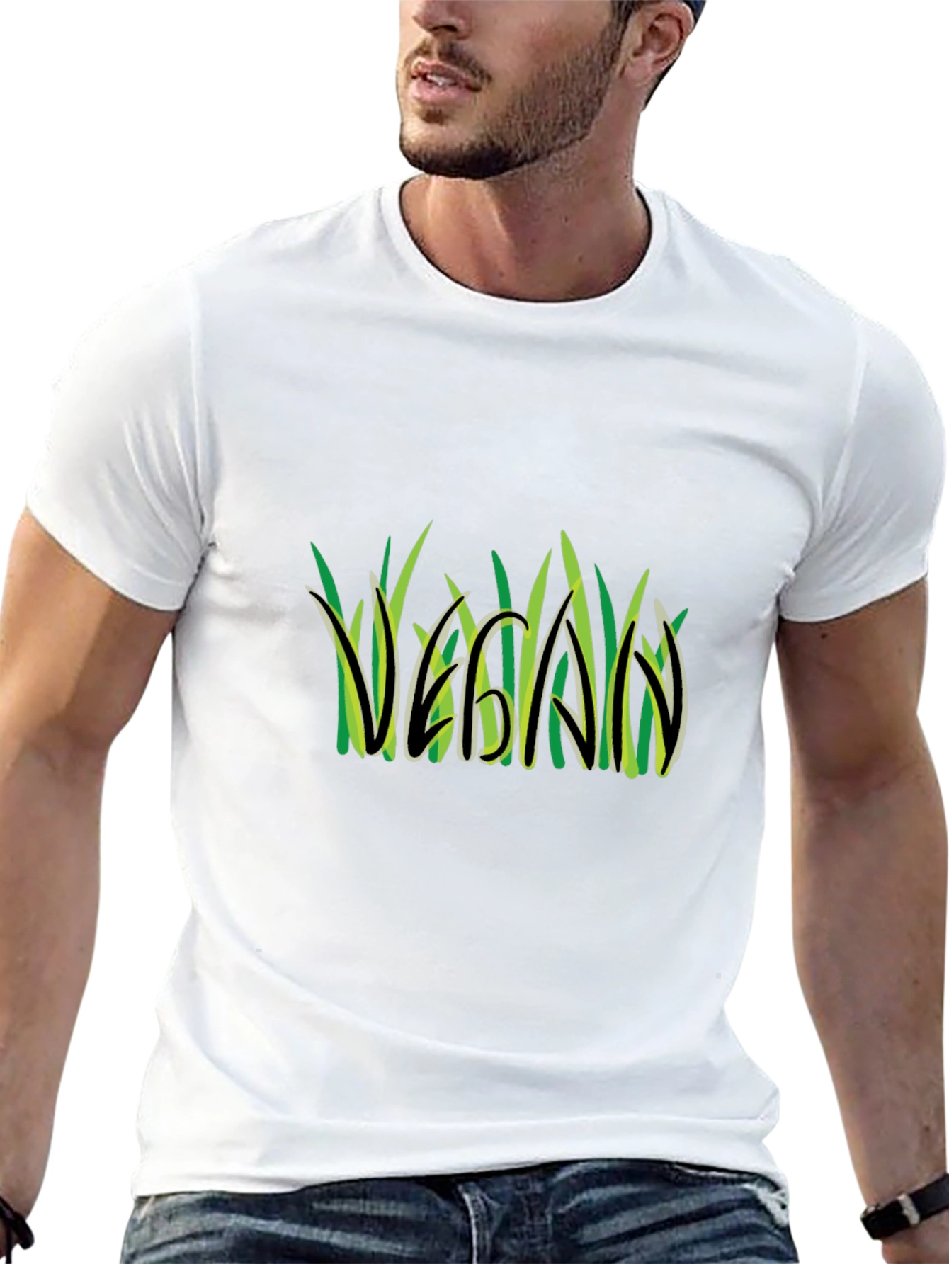 Vegan Graphic Tee - Grass Design