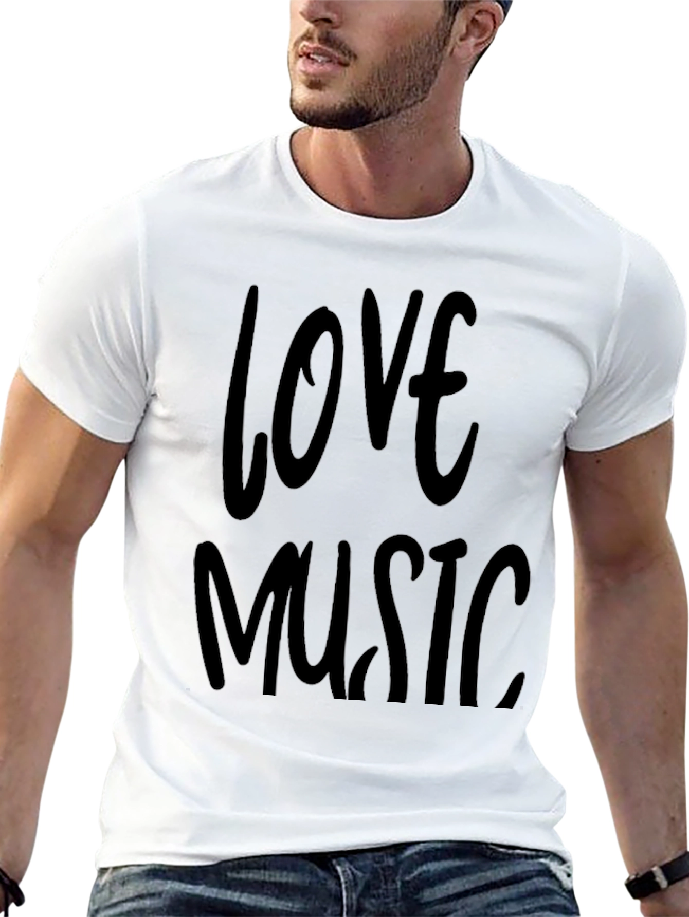 Love Music Graphic Black T-Shirt