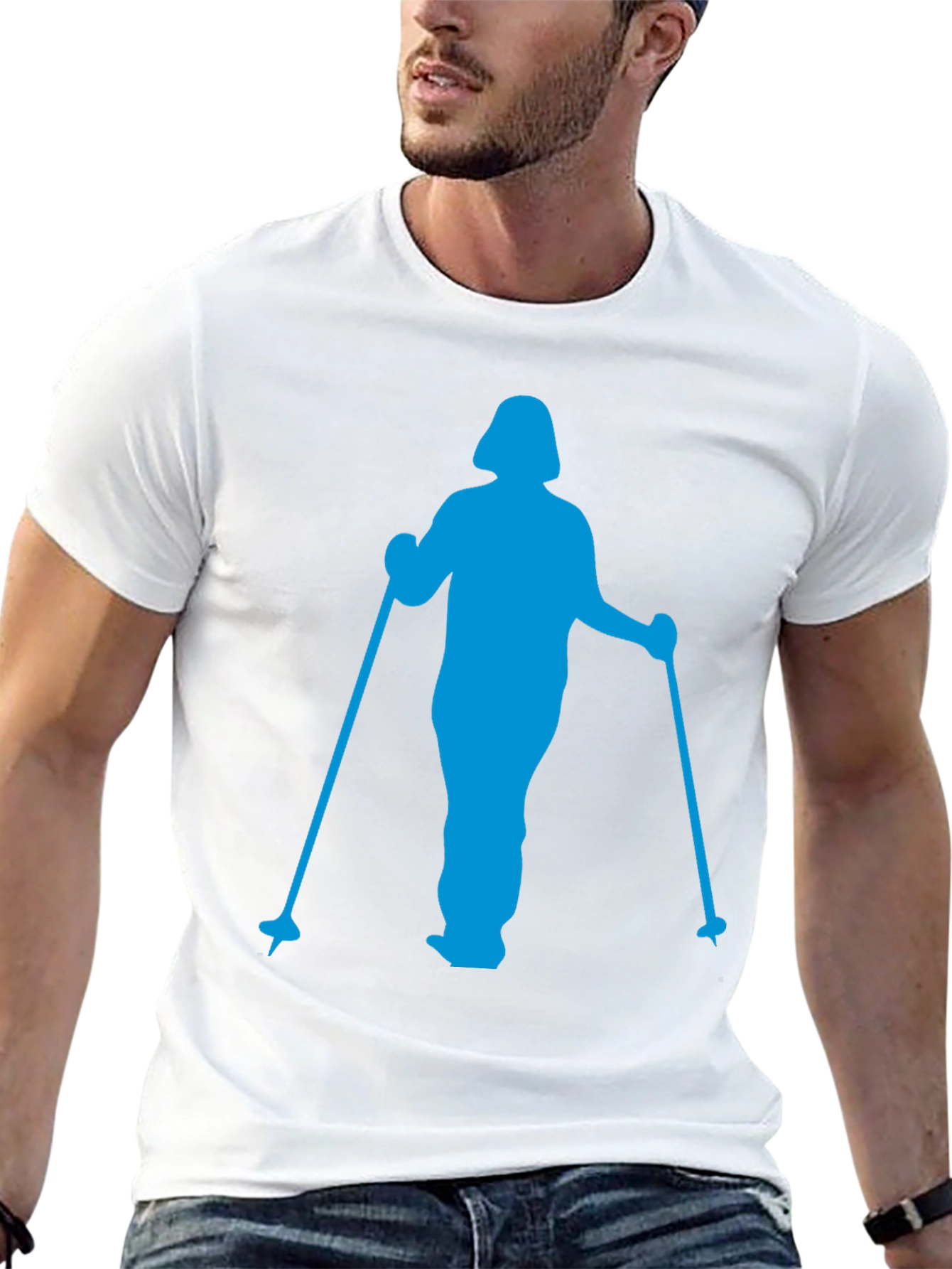 Blue Skier Graphic T-Shirt - Black
