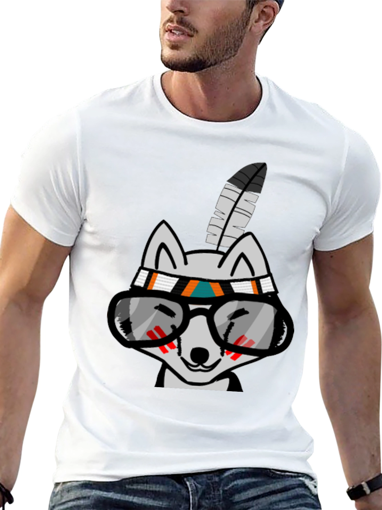 Cool Cartoon Wolf with Glasses T-Shirt