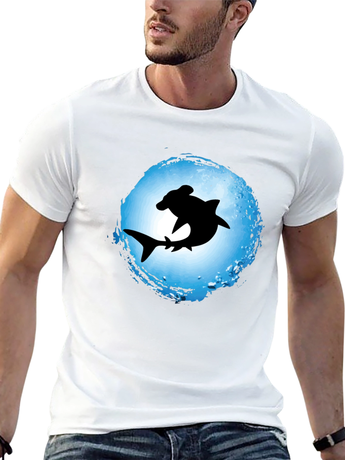 Hammerhead Shark Graphic Tee - Black