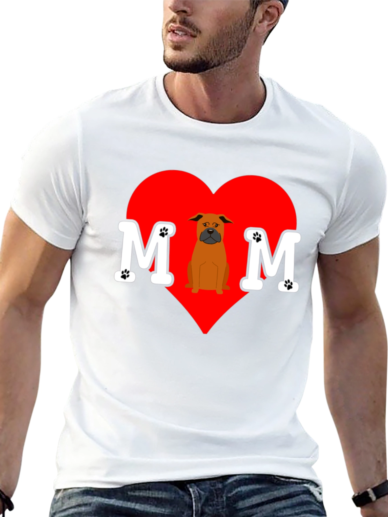 Dog Mom T-Shirt Heart Design Pet Lover Tee