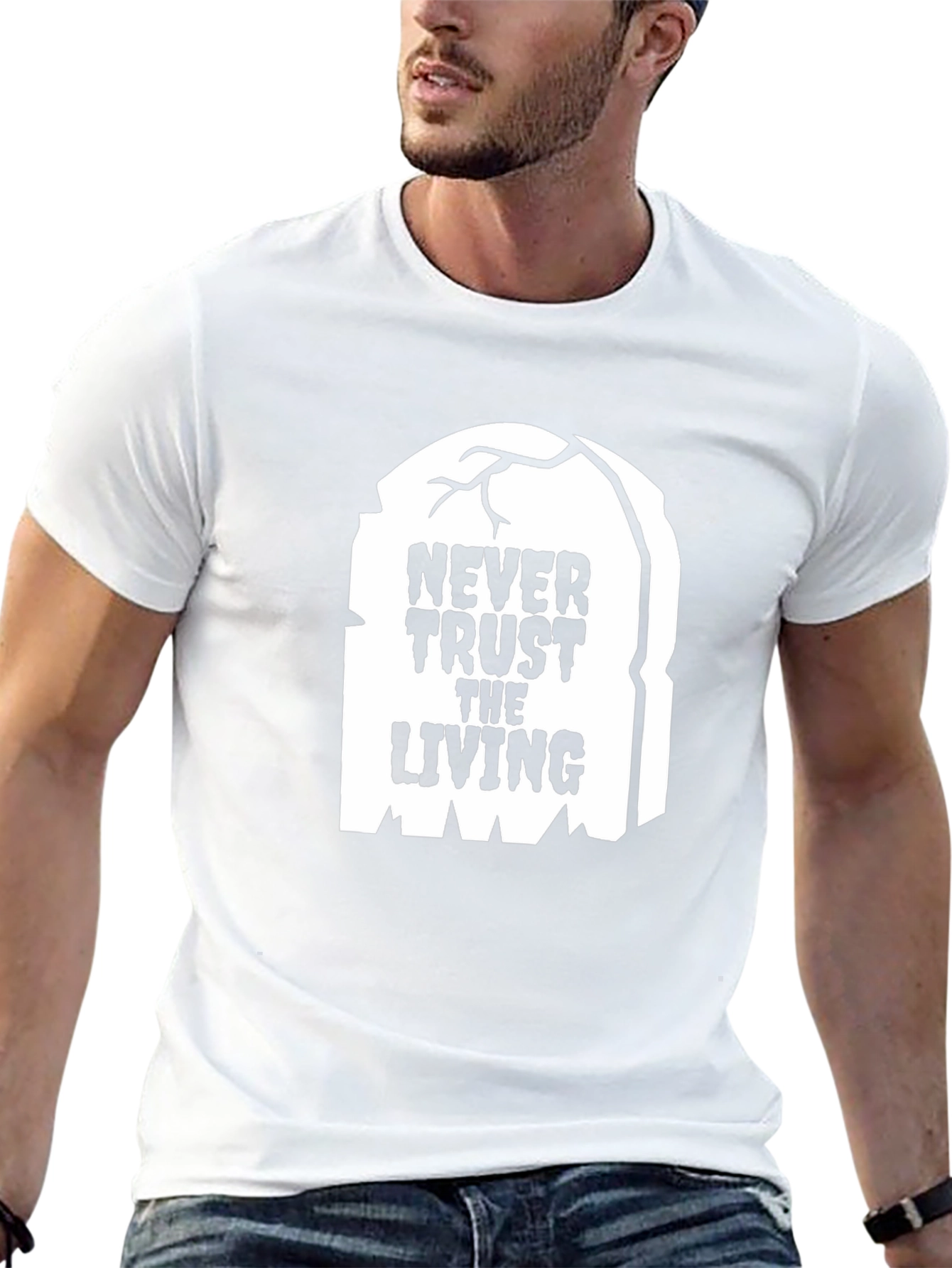 Never Trust the Living Graphic Tee - Halloween Spooky
